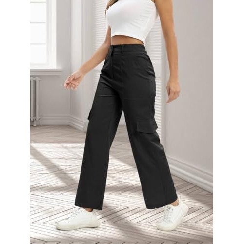 Toplot Cotton Multi-Pocket Cargo Pant For Women (T-Straight-Cargo-5191-Black-32)