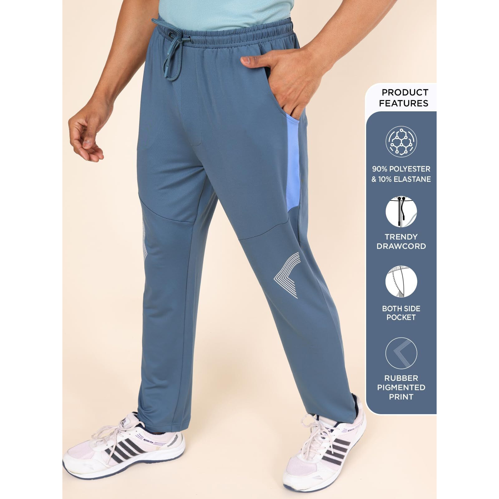 Rupa Colors Mens Playsure Dry Fit Activewear Track Pant | Stretchable Fabric | Self-Folding Waistband | Both Side Pockets
