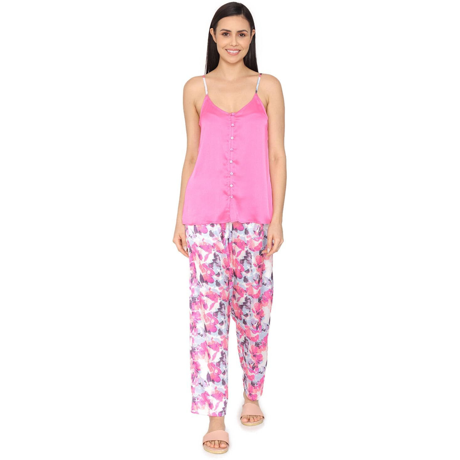 Zivame Women's Pyajama Sets Relaxed Pajama (Zi633W-Candy Pink_Candy Xl)
