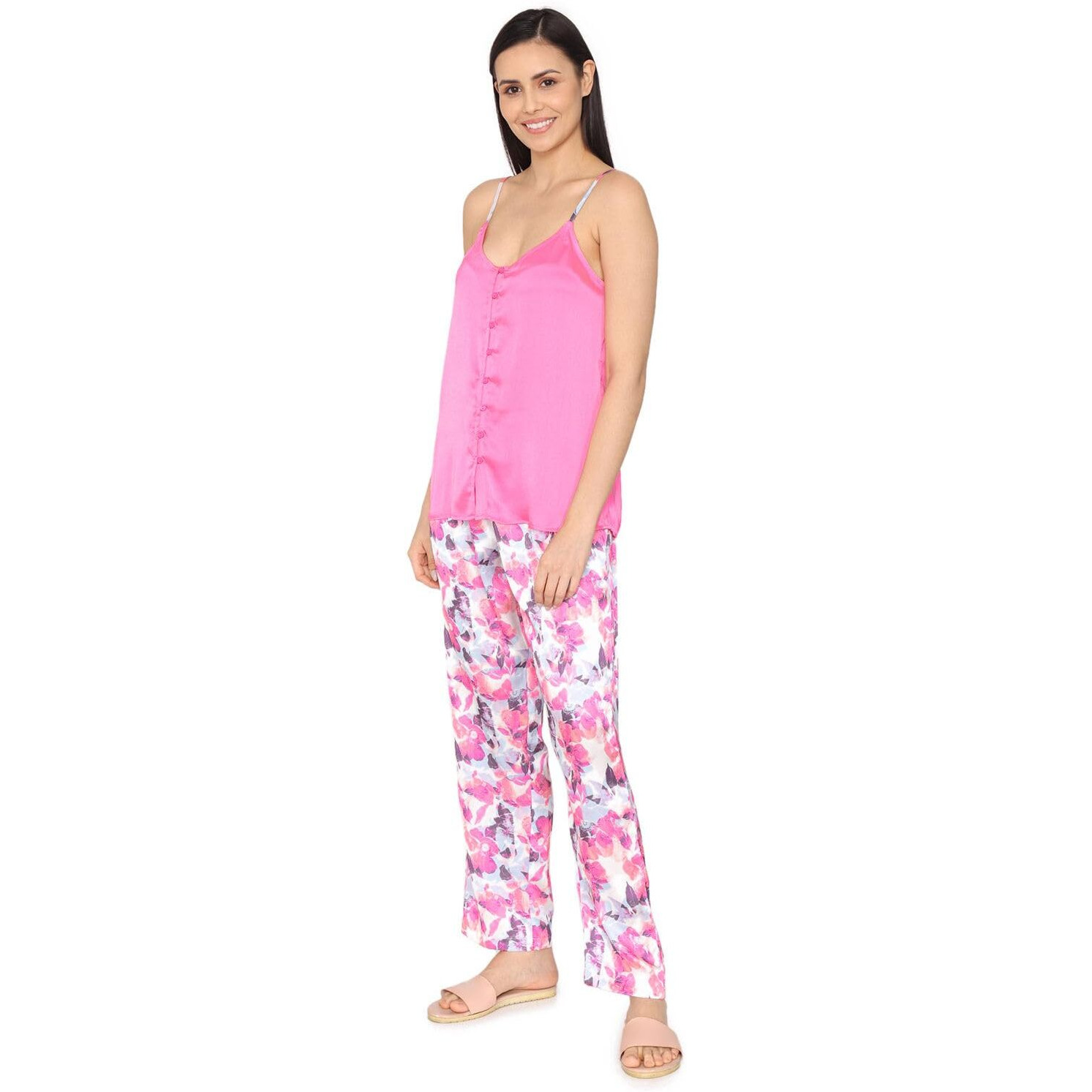 Zivame Women's Pyajama Sets Relaxed Pajama (Zi633W-Candy Pink_Candy Xl)