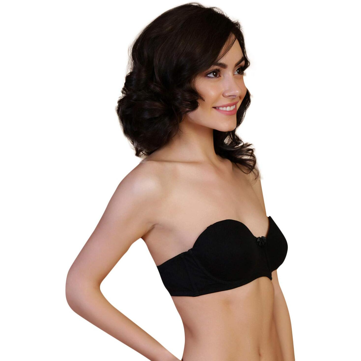 Zivame Padded Wired 3/4Th Coverage Strapless Bra-Black