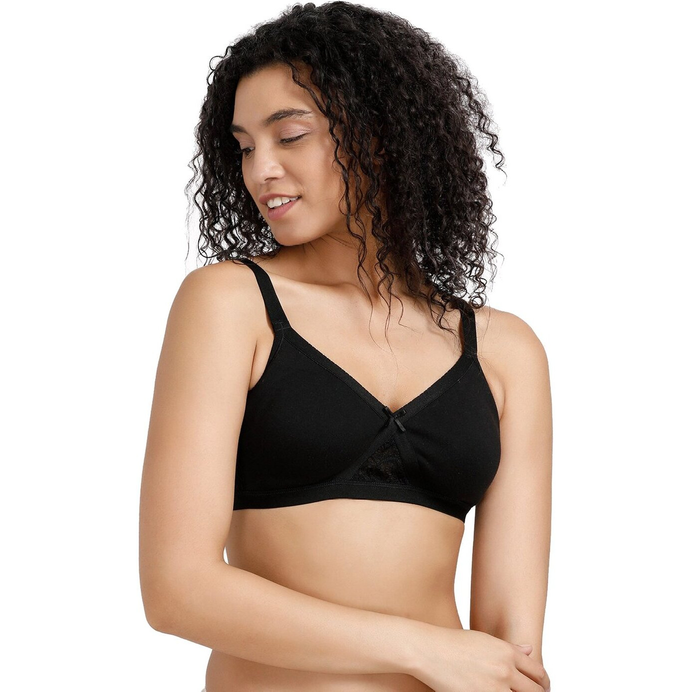 Rosaline By Zivame Women's Cotton Non-Padded Wire Free Everyday Bra Black
