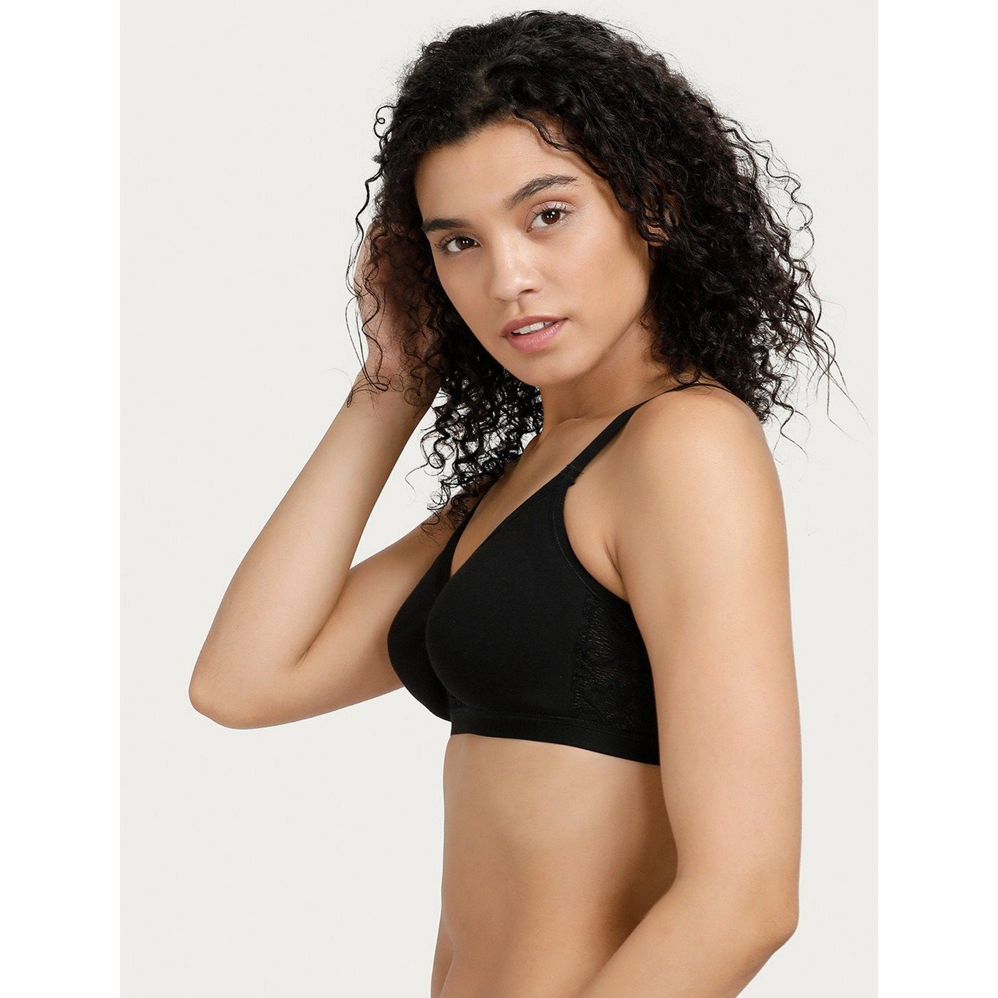 Rosaline By Zivame Women's Cotton Non-Padded Wire Free Everyday Bra Black