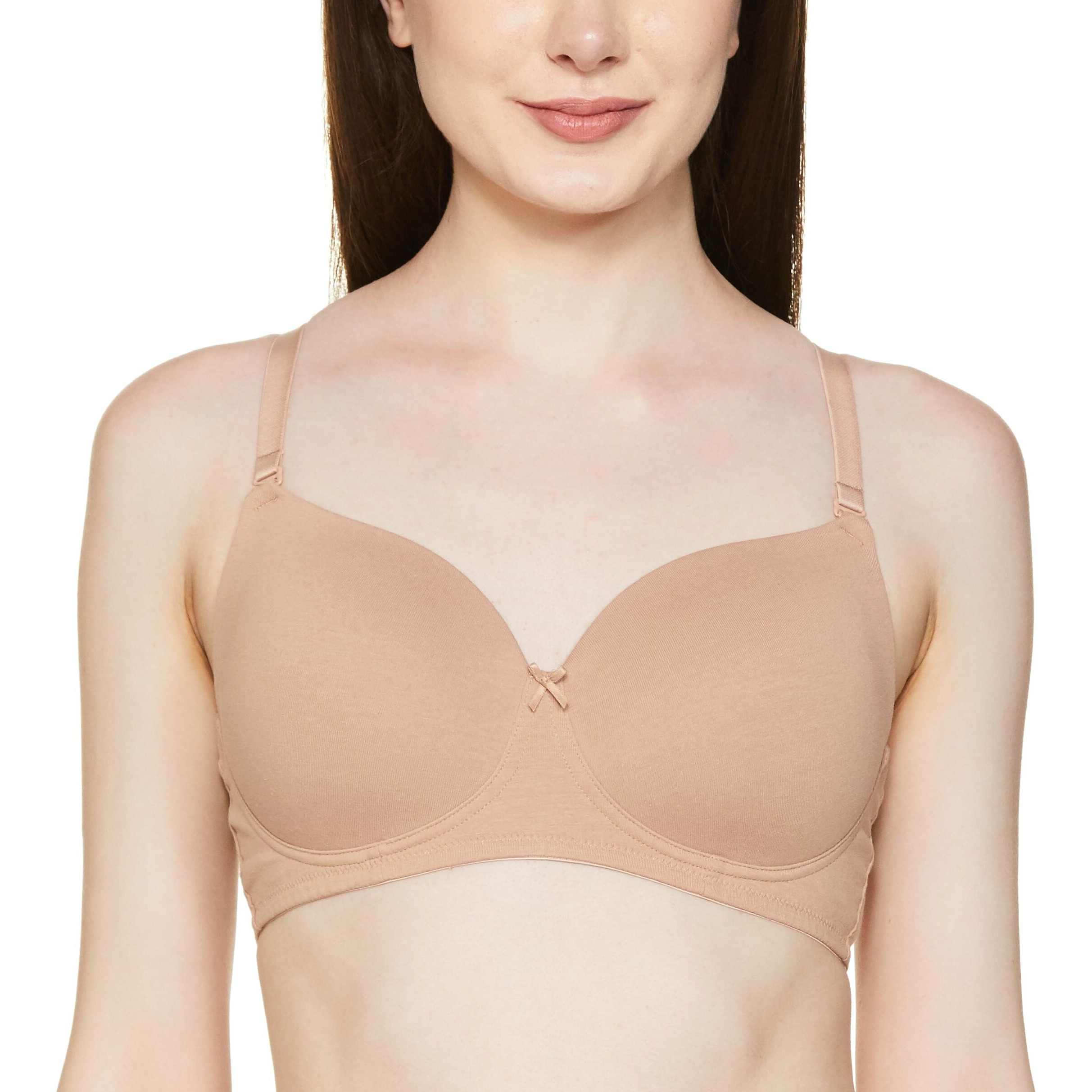 Zivame Women's Half Cup Padded Non Wired Bra (Zi1137-Nude_Beige_38D)