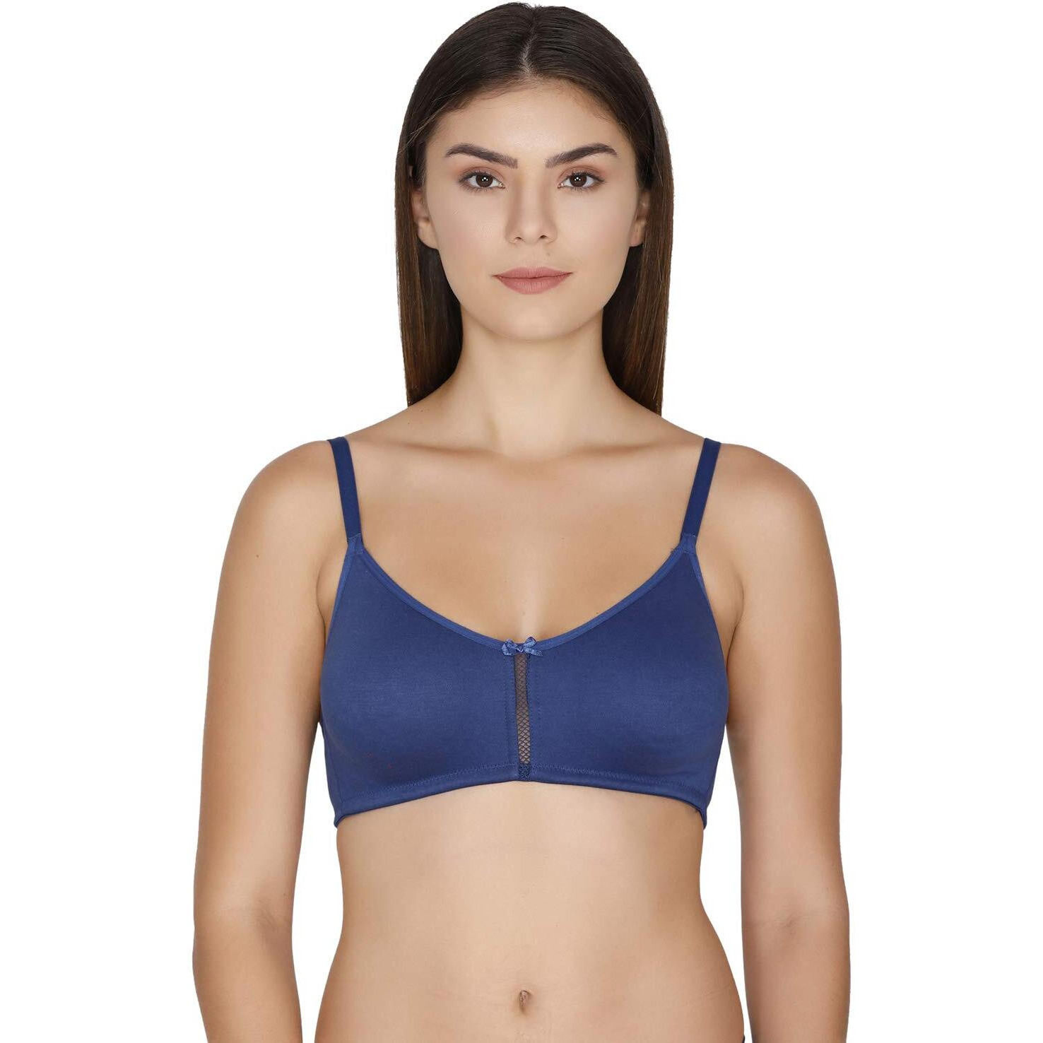 Zivame Women's Synthetic T-Shirt Non Padded Non Wired Bra (Zi1882-Navy Peony_Blue_34C)