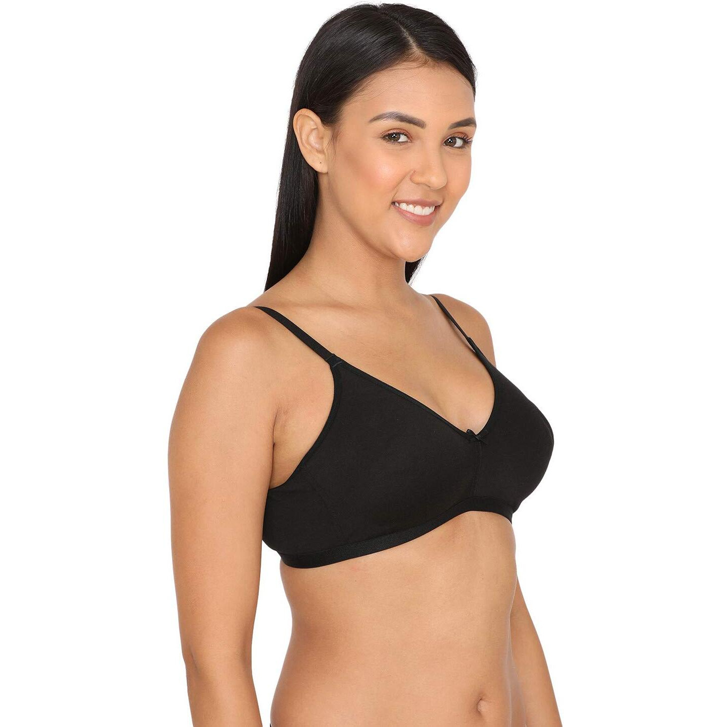 Zivame Women's Synthetic Padded Wire Free Everyday Bra (Zi1885Core0Blak_Black_32C_Black_32C)