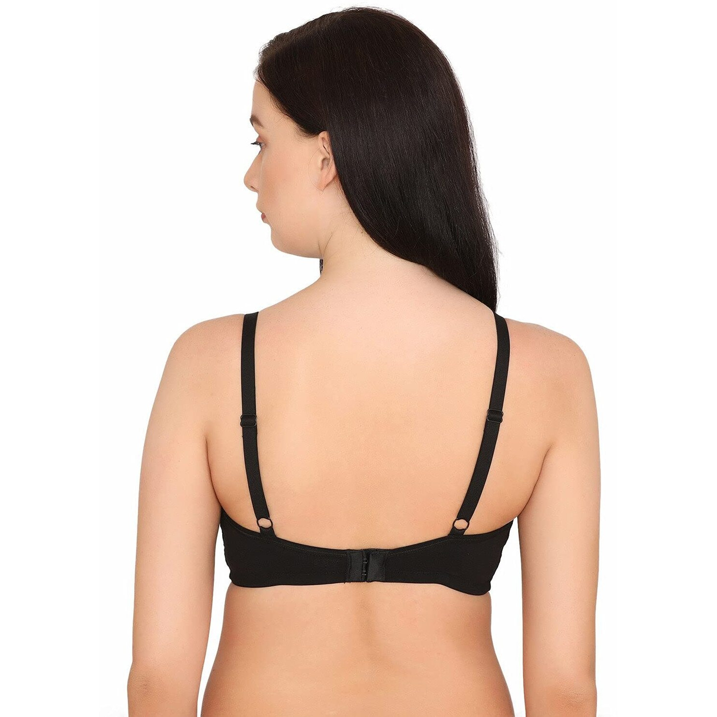 Rosaline By Zivame Women's Cotton Elastane Non Padded Wired Casual 3/4Th Full Coverage Bra (Roap01-Anthracite_Black_32C)