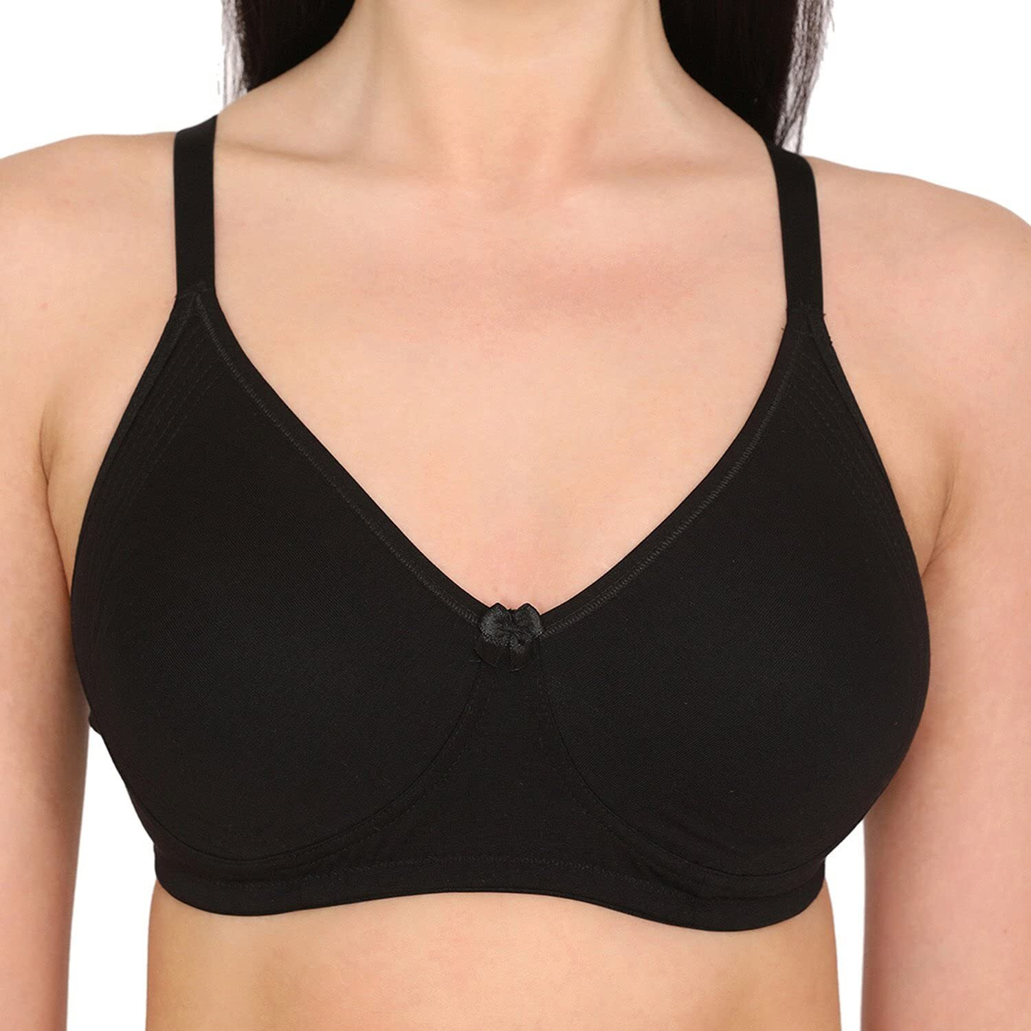 Rosaline By Zivame Women's Cotton Elastane Non Padded Wired Casual 3/4Th Full Coverage Bra (Roap01-Anthracite_Black_32C)