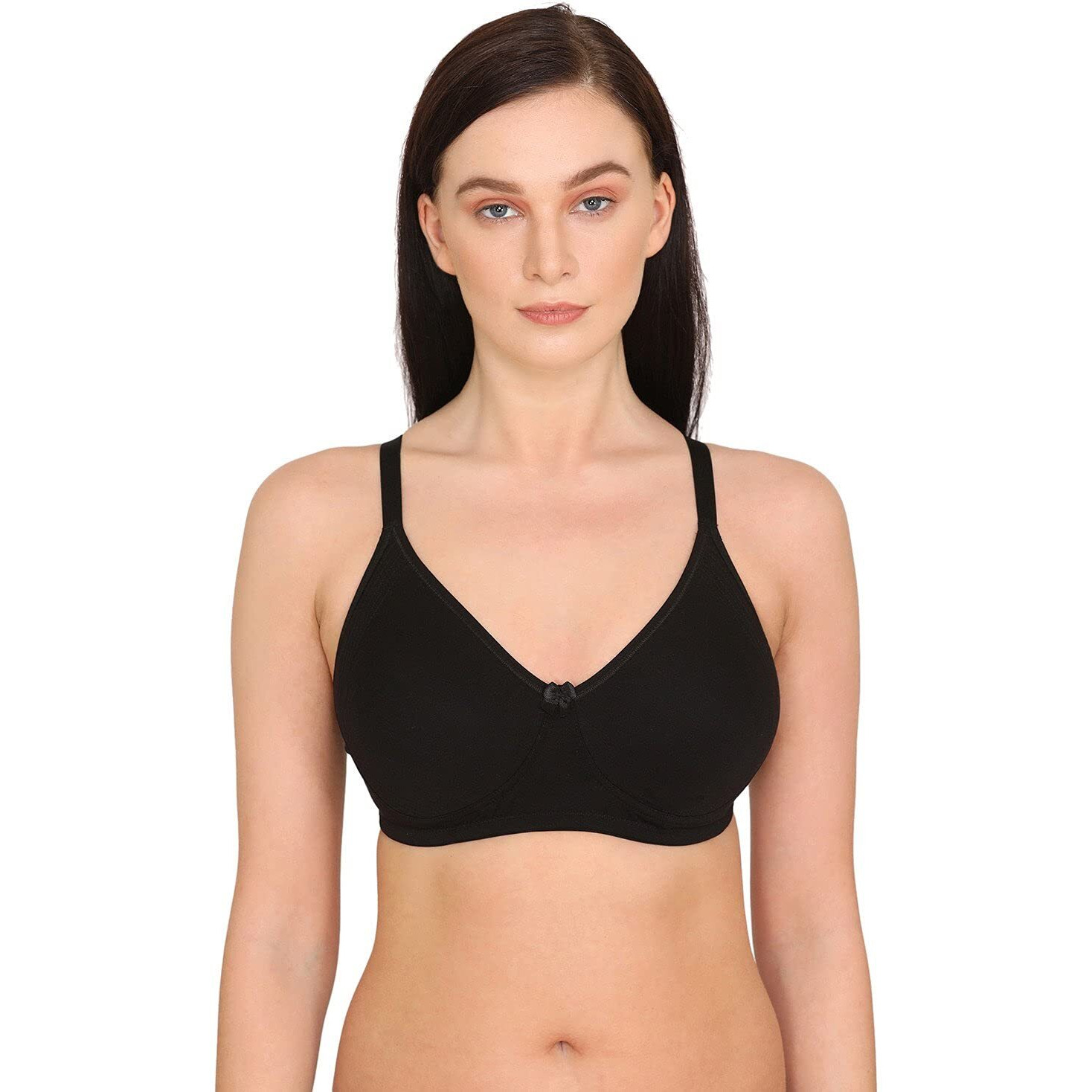 Rosaline By Zivame Women's Cotton Wire Free Casual T-Shirt Full Coverage Bra (Roap01-Anthracite_Black_34C)