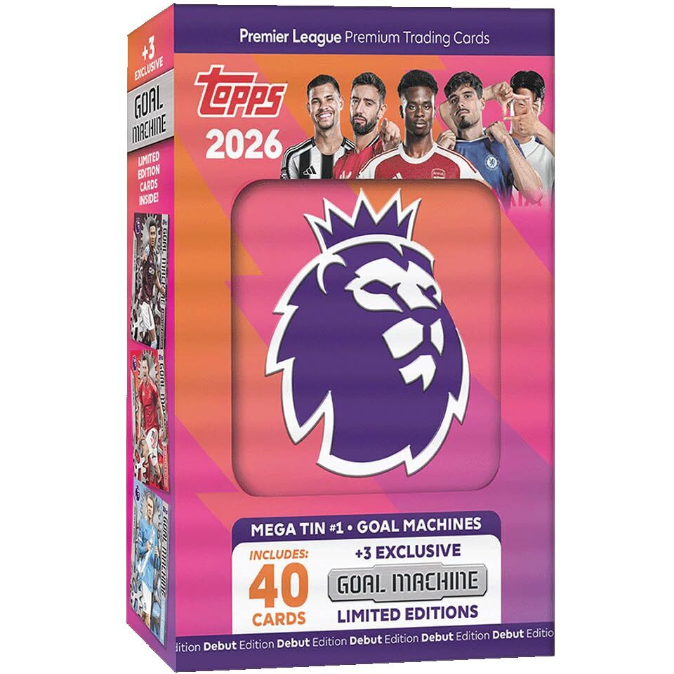 Topps Premier League 2026 - Debut Edition - Trading and Collectible Card Game (Mega Tin 1 - Goal Machines)