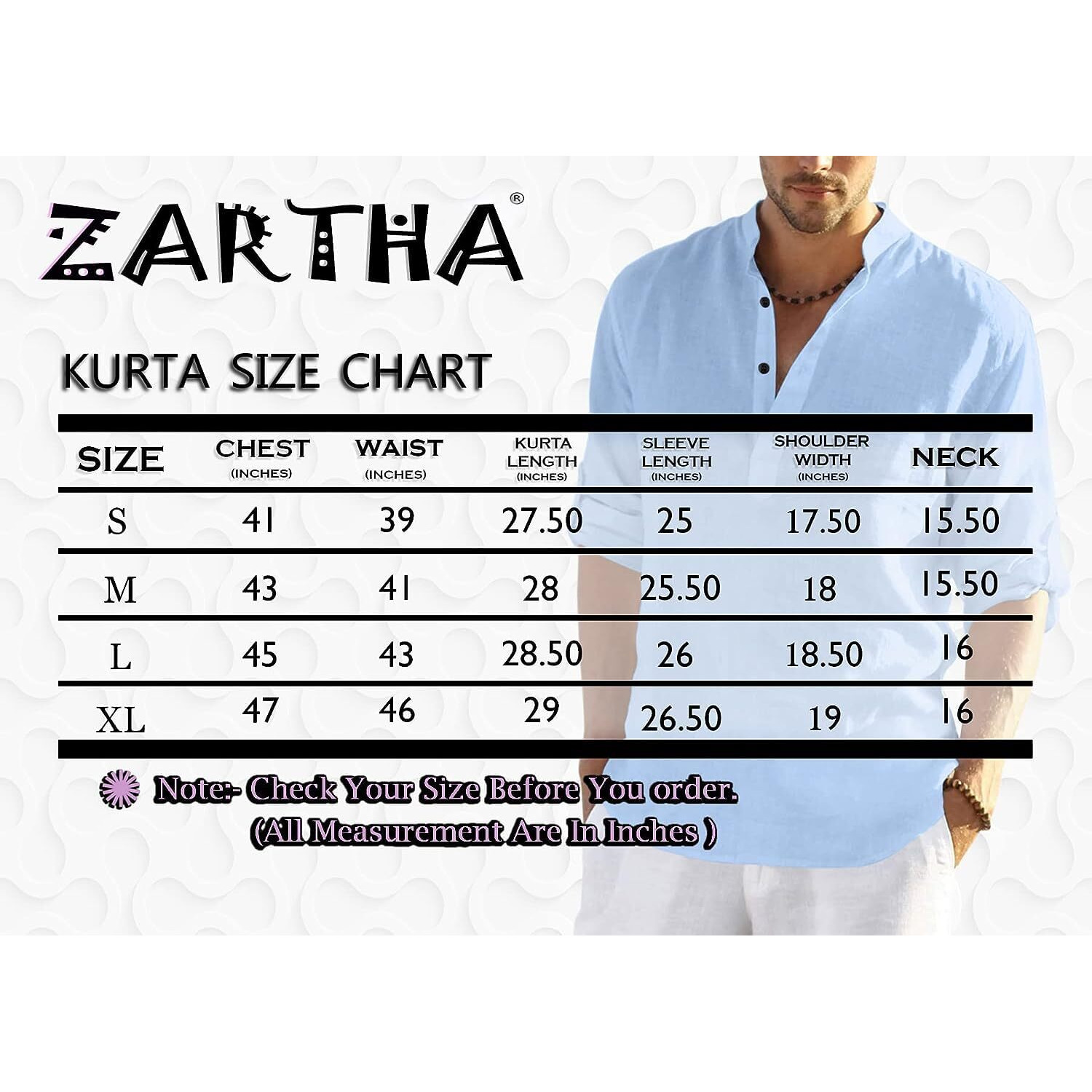 Zartha Mens Regular Fit Solid Cotton Blend Straight Kurta White