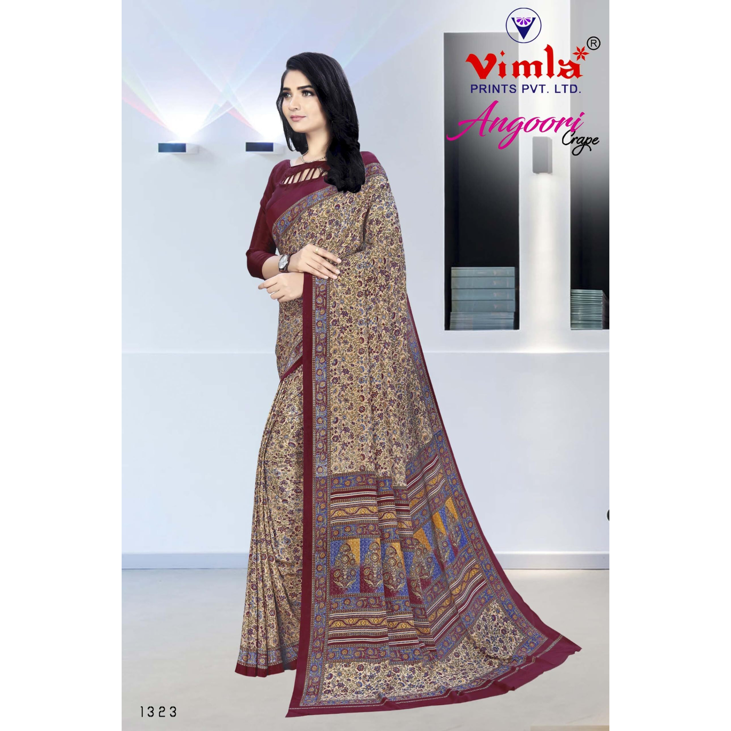 Vimla Womens Multicolour Crepe Silk Uniform Saree With Blouse  Elegant, Comfortable, And Stylish Saree For Office, Perfect For Every Occasion (Angoori)