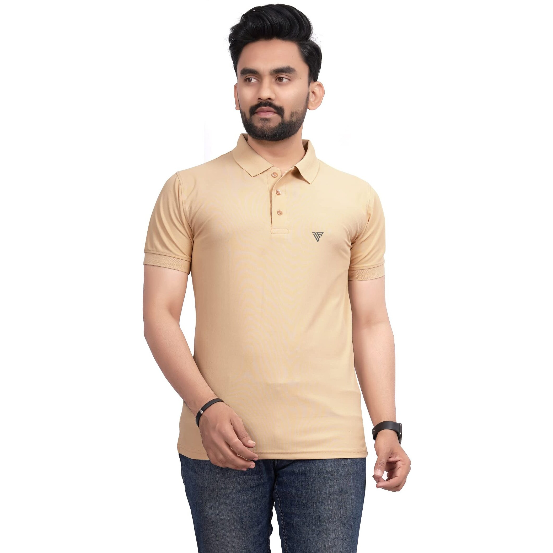 More & More Mens Solid Regular Fit Polo