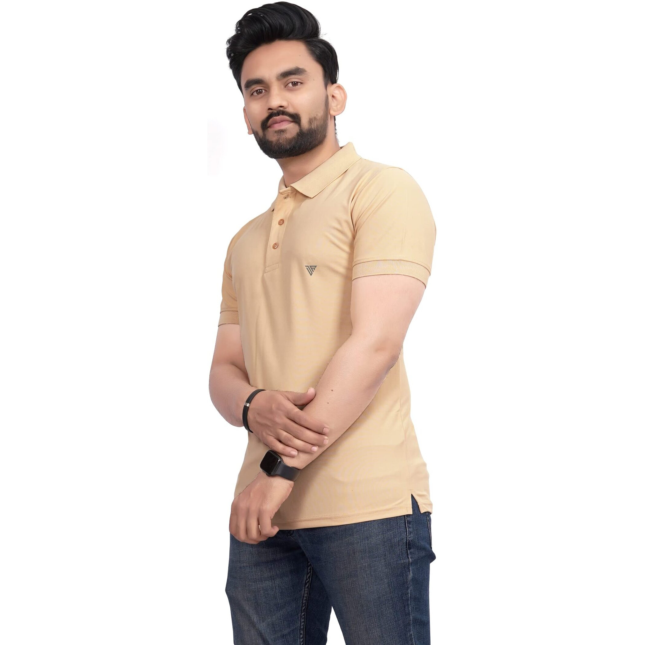 More & More Mens Solid Regular Fit Polo