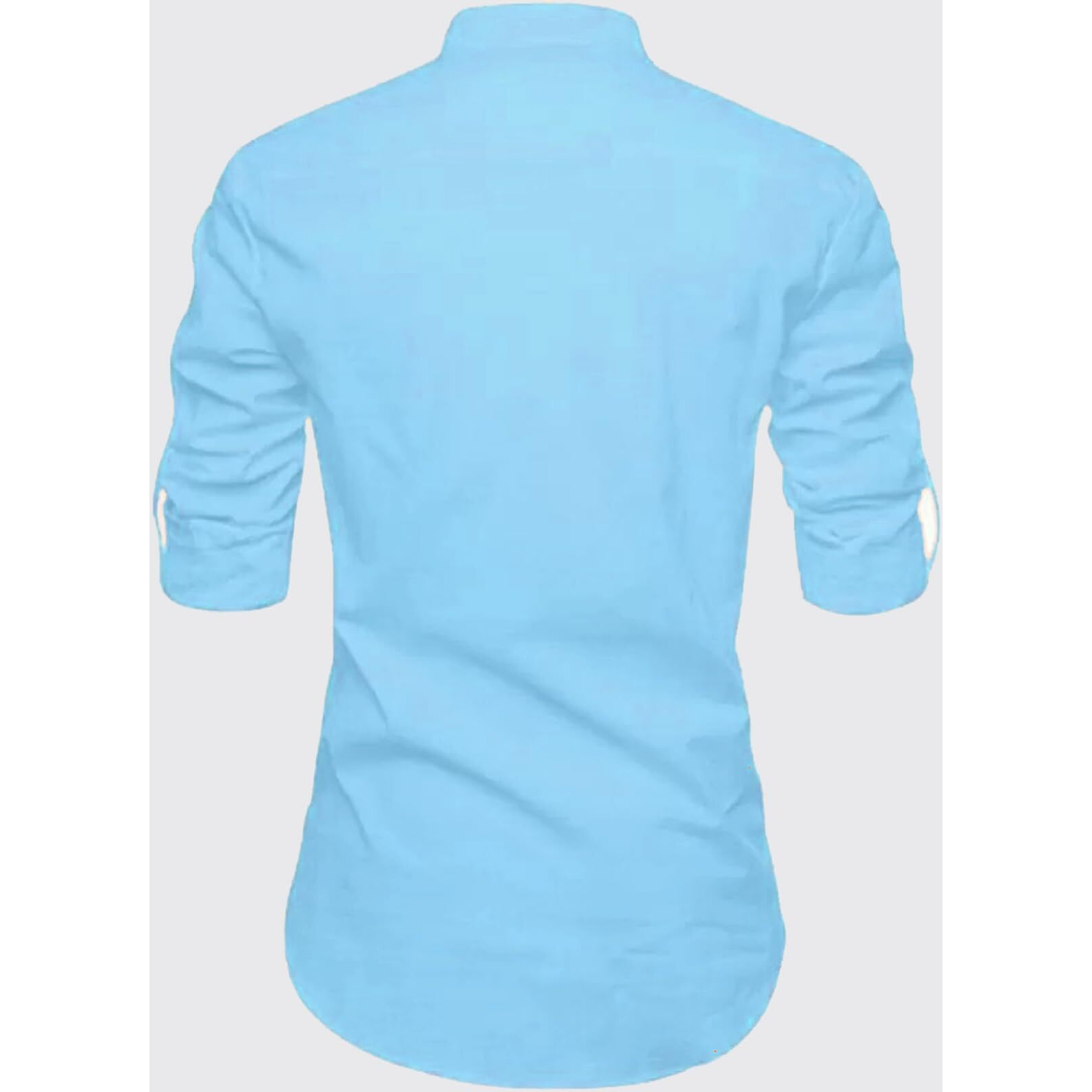 Deelmo Full Sleeve Short Kurta Shirt With A Trendy Mandarin Collar Crafted From A Premium Cotton Blend For Comfort Ideal For Mens (Medium, Blue)