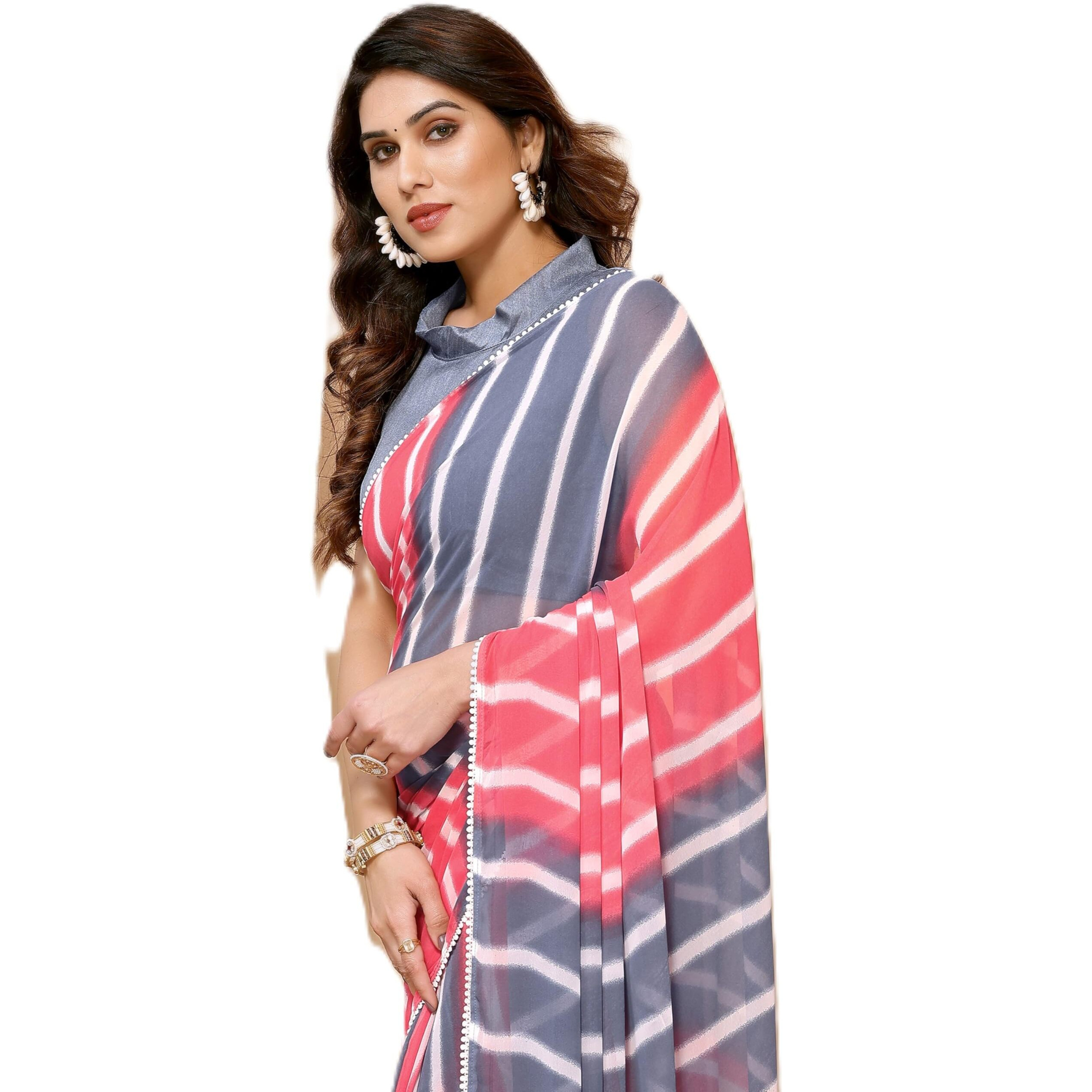 Ekasya Womens Soft Georgette Printed Ready To Wear Saree And Unstitched Banglory Silk Blouse Piece | Sari For Women | E5635_15