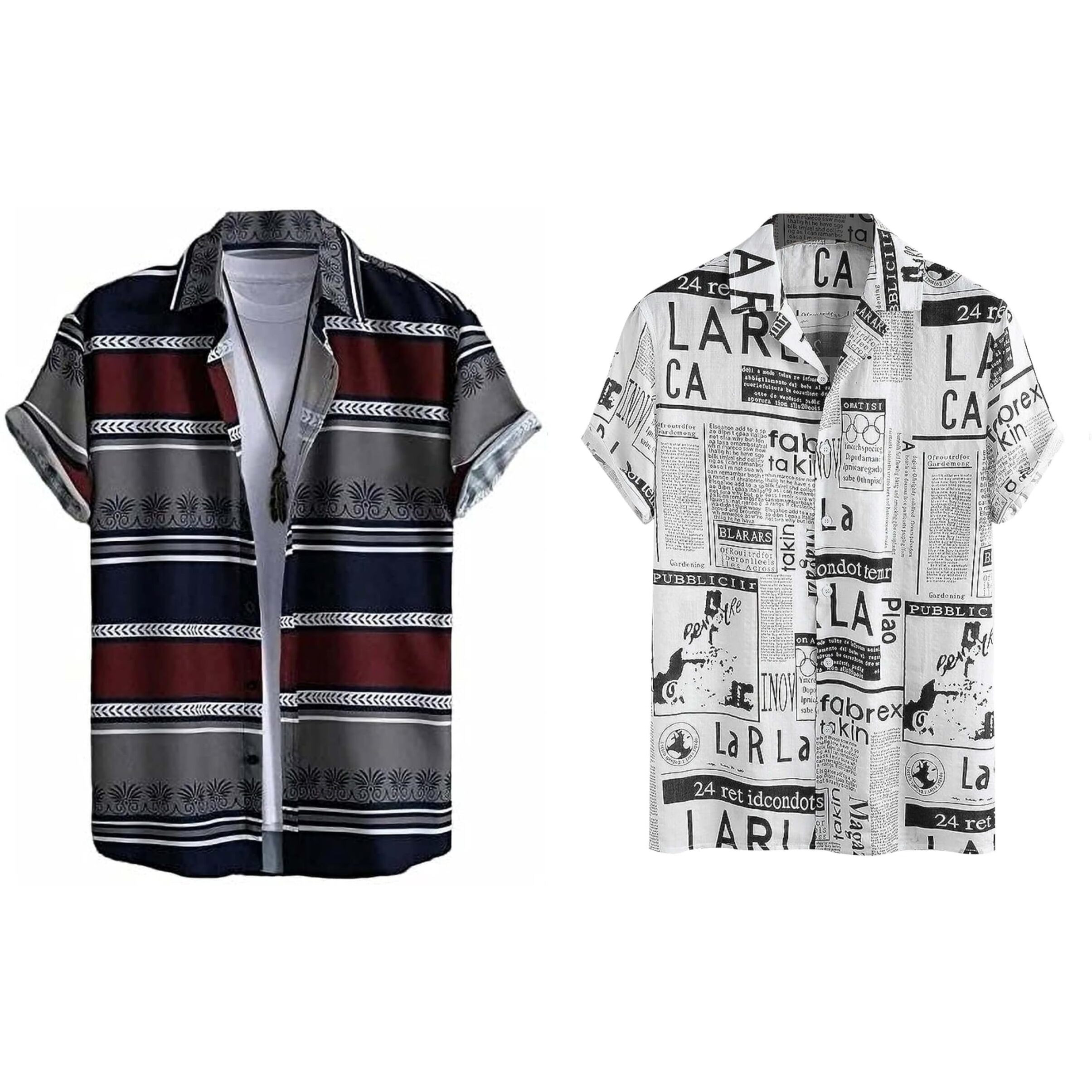 Rebelify Mens Lycra Bland Shirt With Half Sleeves Button Down Closure Round Collar Neck Printed Pattern Relaxed Fit And Standard Length Maroon, White