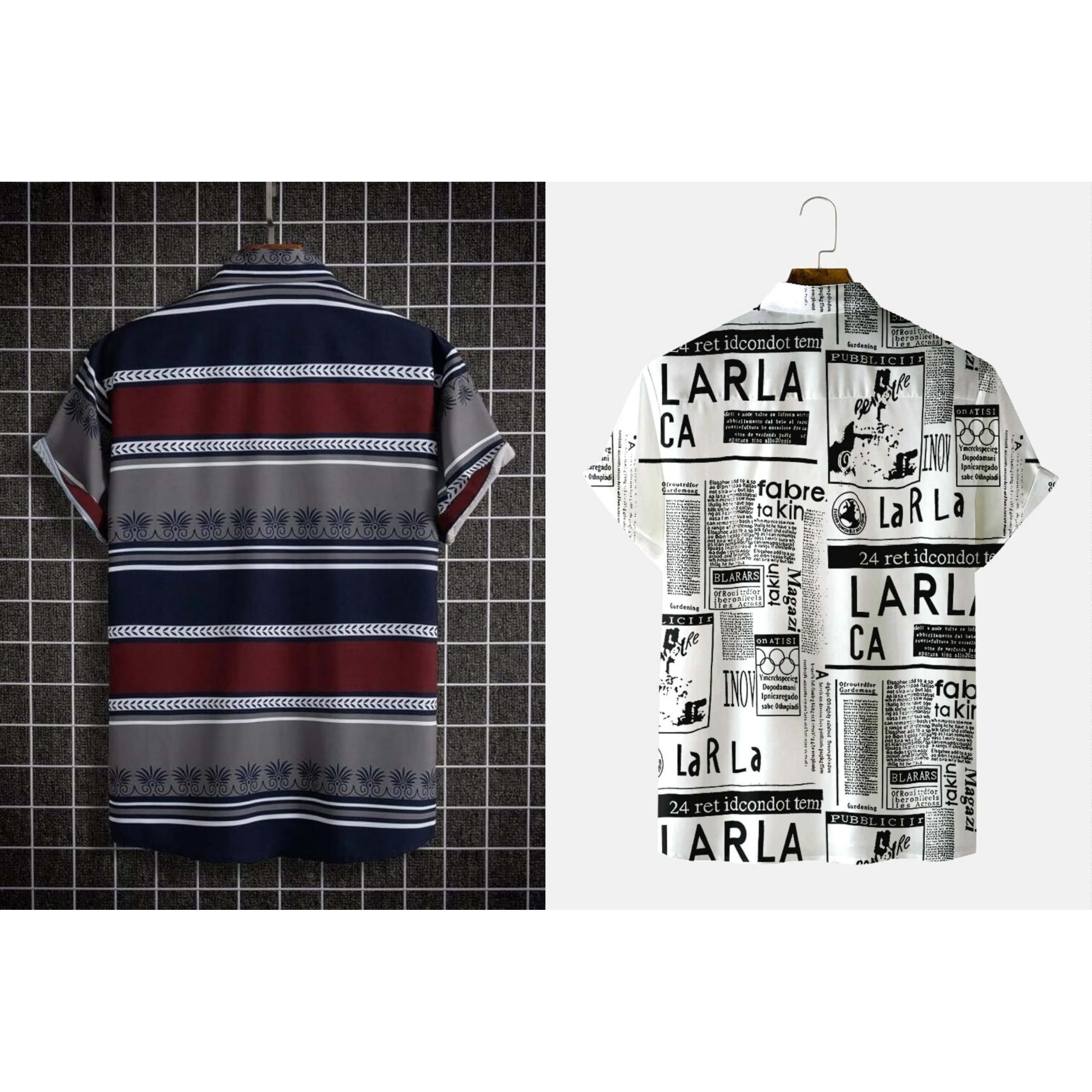 Rebelify Mens Lycra Bland Shirt With Half Sleeves Button Down Closure Round Collar Neck Printed Pattern Relaxed Fit And Standard Length Maroon, White