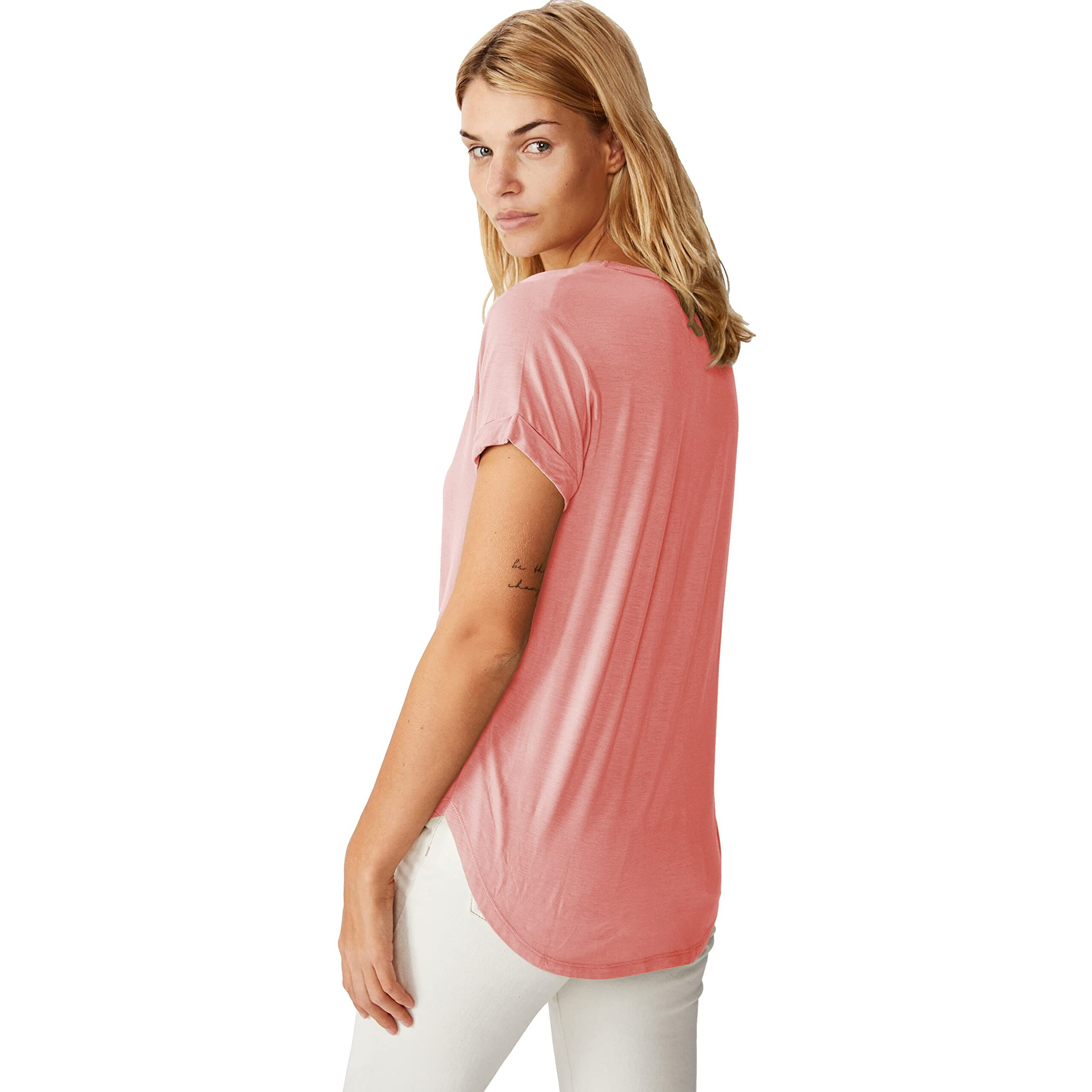 Fabricorn Combo Of Three Plain Maroon, Dusty Rose And Airforce Blue V-Neck Up And Down Cotton Tshirt For Women (Maroon, Dusty Rose, Airforce Blue, X-Large)