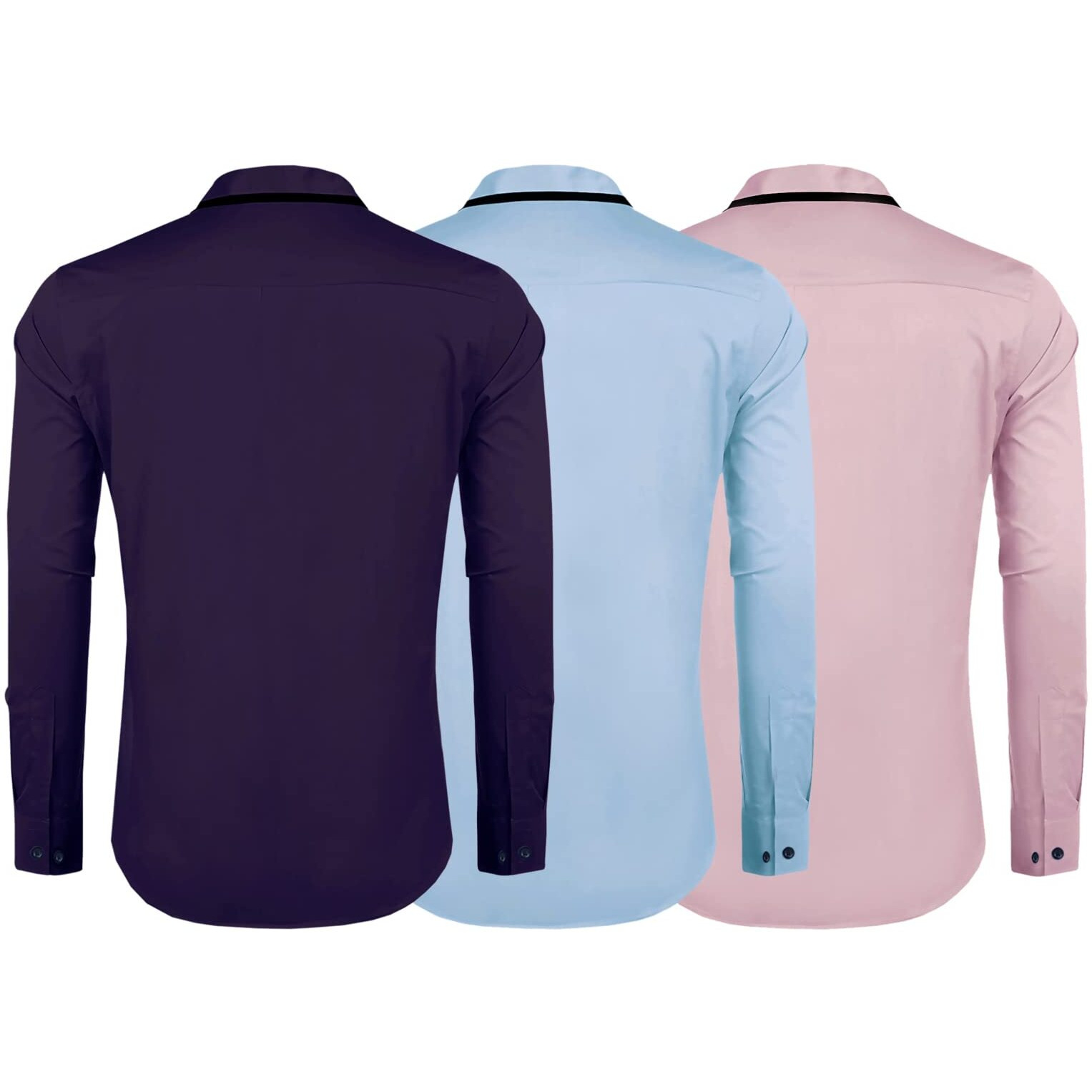 Zombom Combo Of Mens Cotton Blend Solid Regular Fit Casual Full Sleeves Shirts (Pack Of 3)