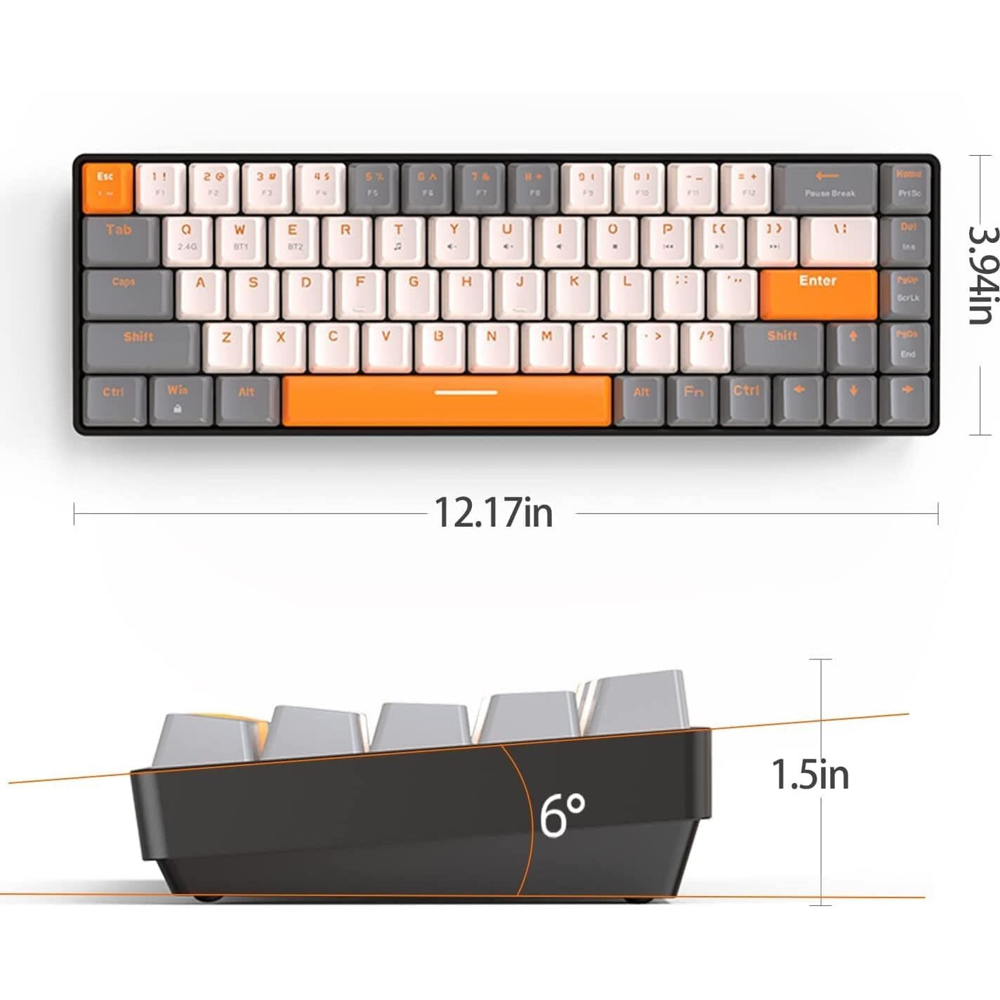 Varna Pro  Mechanical wireless keyboard Body Color Gray, switch Red