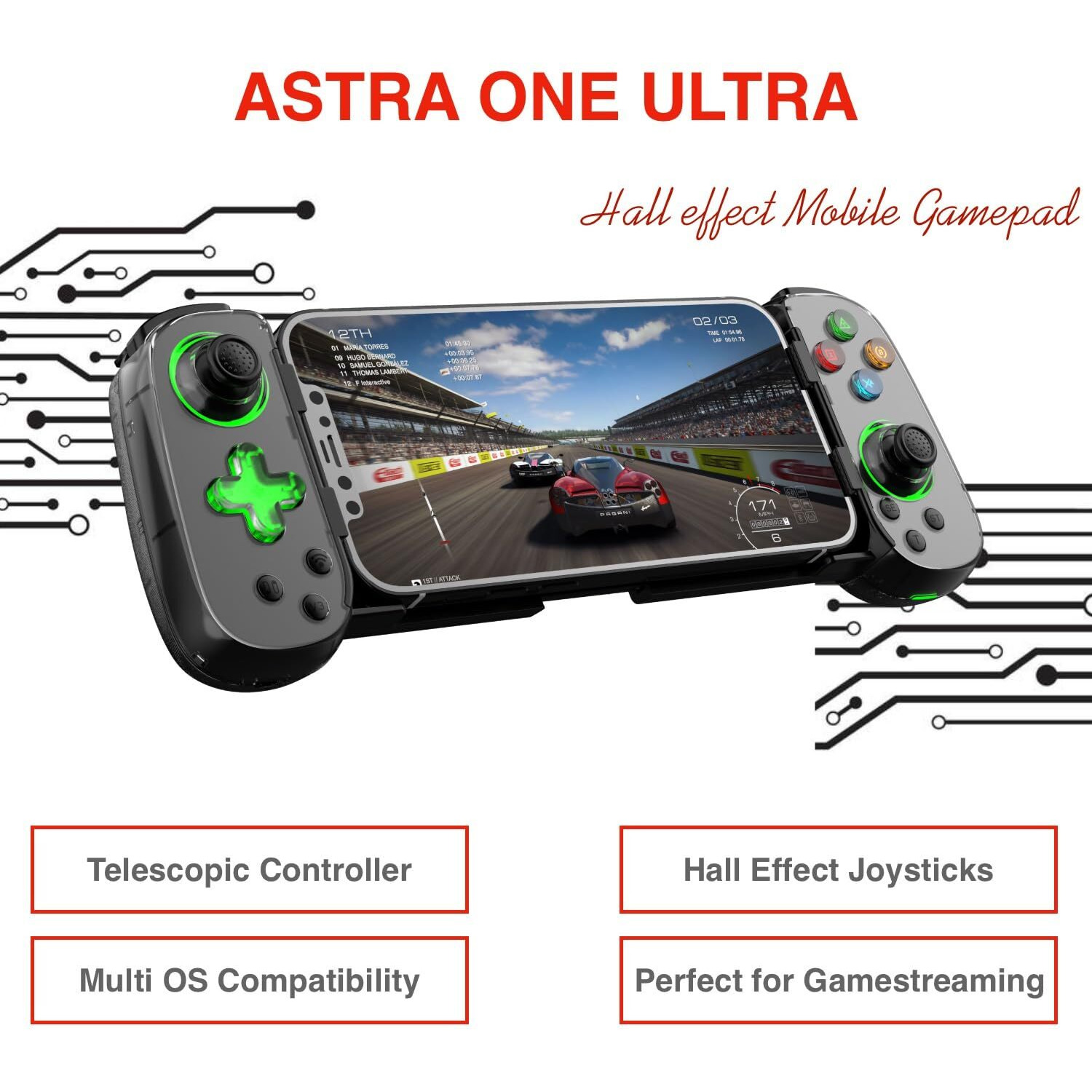 Ninjadog Astra One Ultra - Hall effect mobile gaming controller - Black