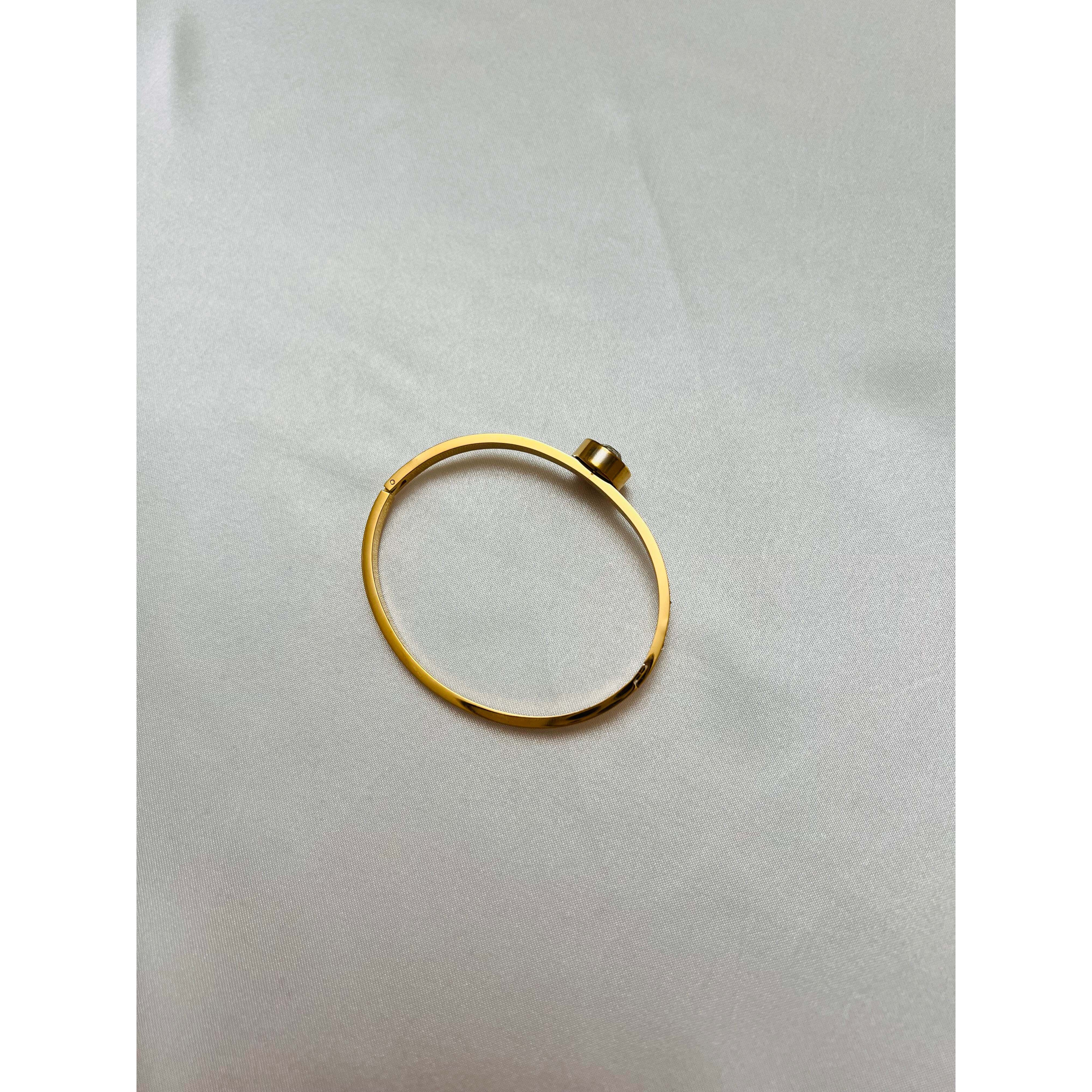 Stone cuff bracelet stainless steel anti tarnish waterproof jewelry