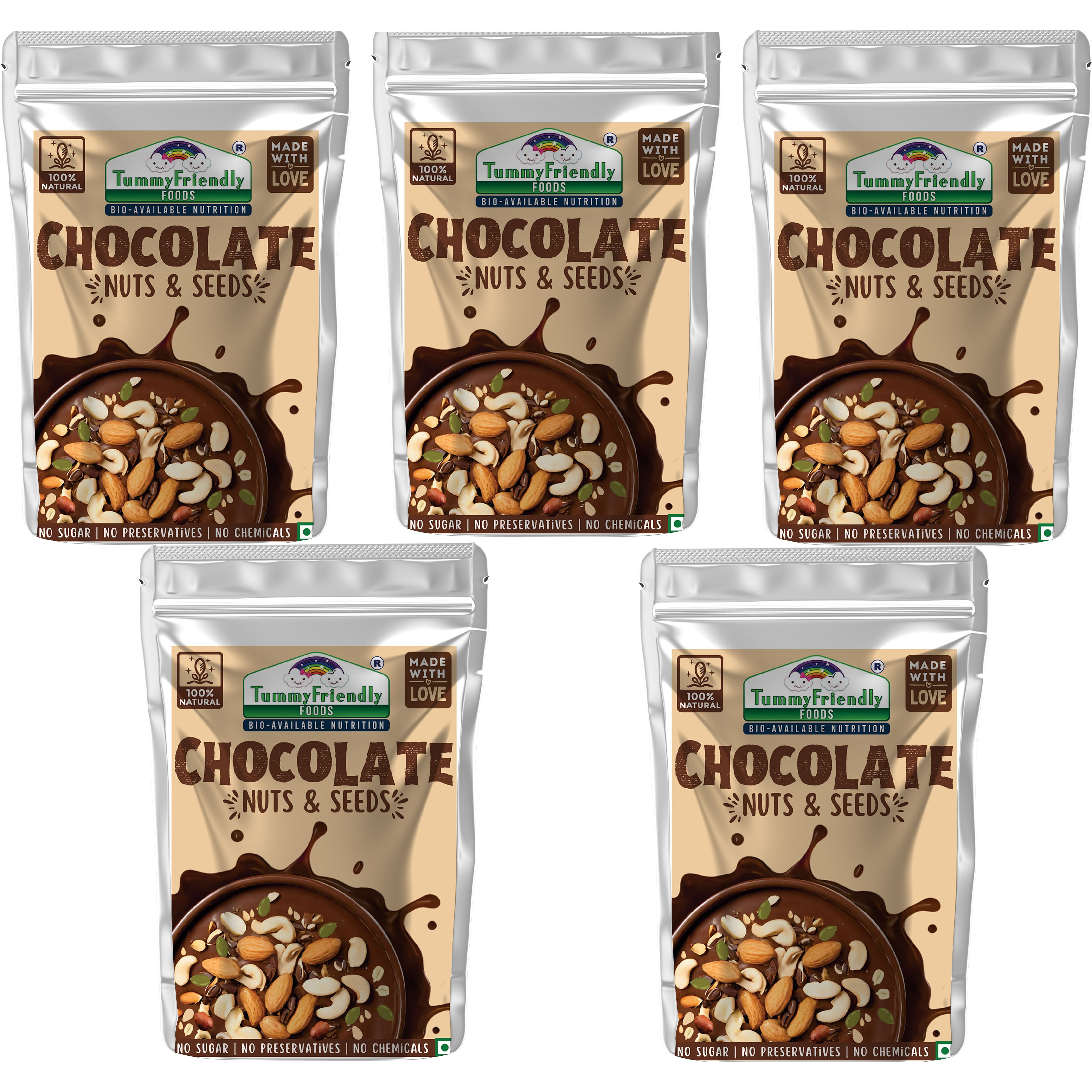 TummyFriendly Foods Chocolate Nuts and Seeds Mix - 5 Packs, 100 g Each Baby Snacks 500 g