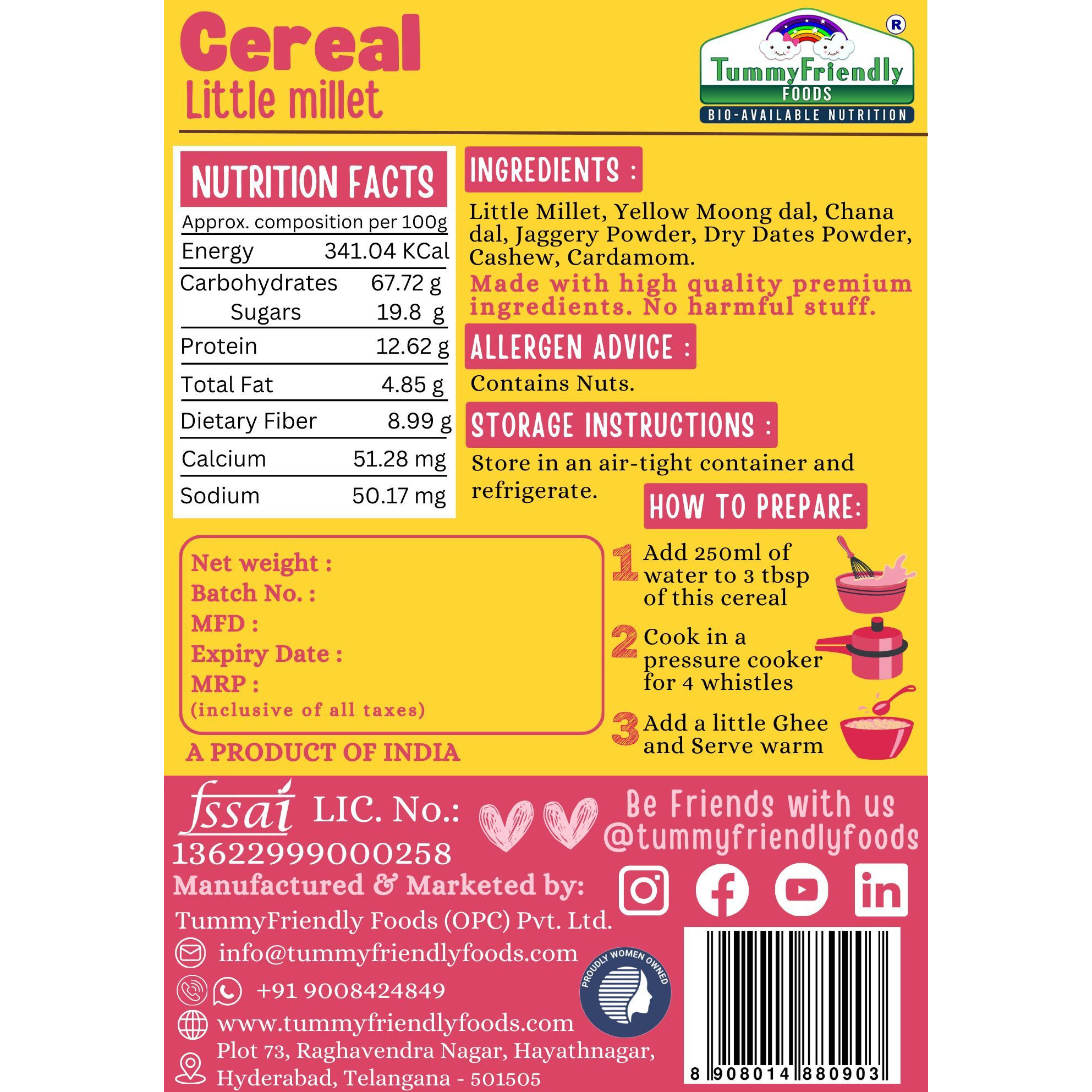 TummyFriendly Foods Tummy Friendly Foods Little Millet (Each pack 100g) Cereal (200 g, Pack of 2, 12+ Months)