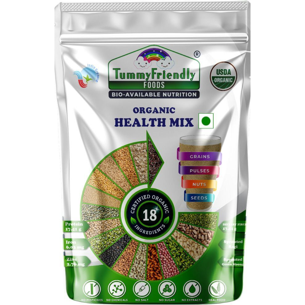 TummyFriendly Foods Certified Organic Health Mix for Kids. No Pesticides, No Chemicals Cereal (800 g, 24+ Months)