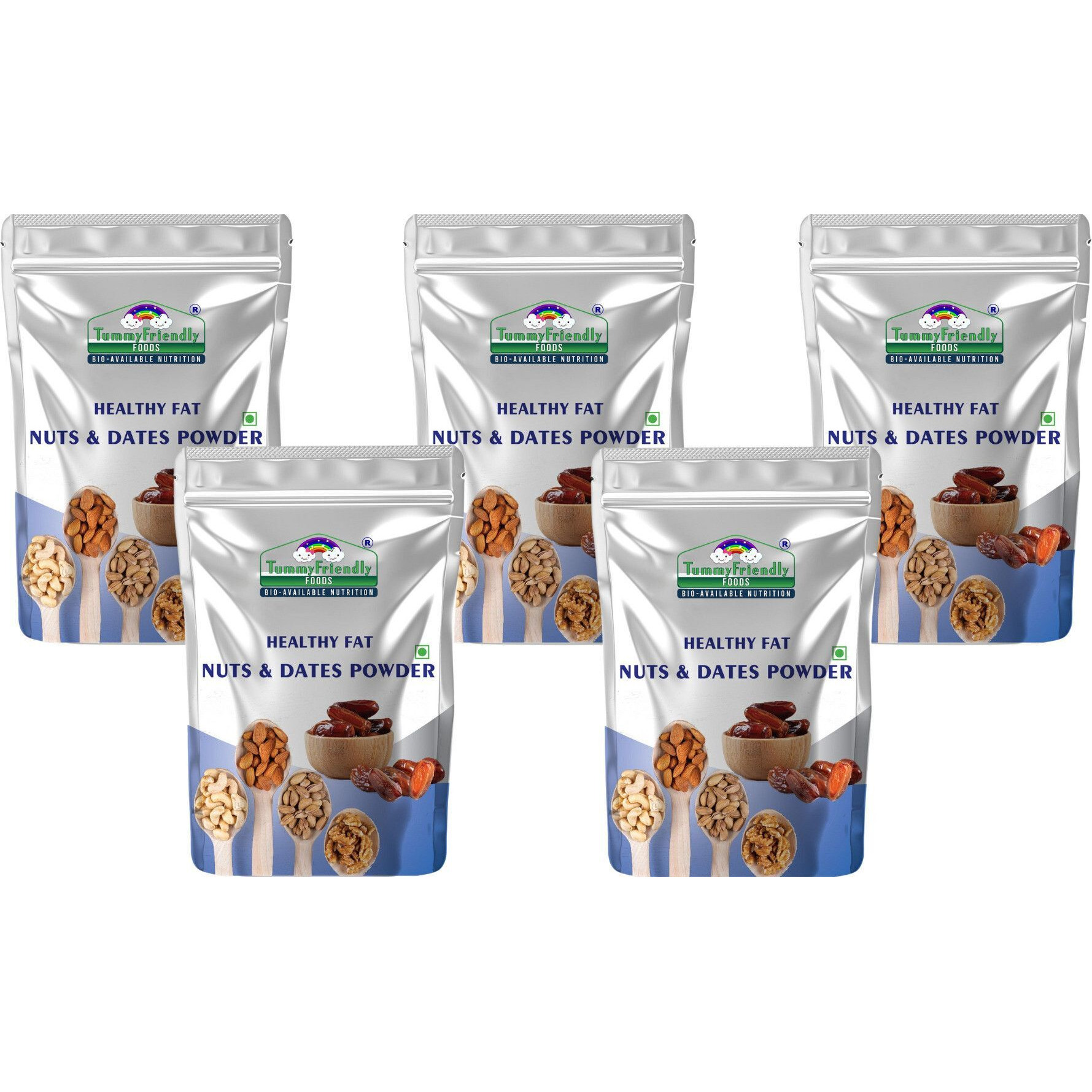 TummyFriendly Foods Premium Nuts and Dates Powder. Dry Fruits Powder For Baby. (100g each pack) Unflavored Powder (500 g, Pack of 5)