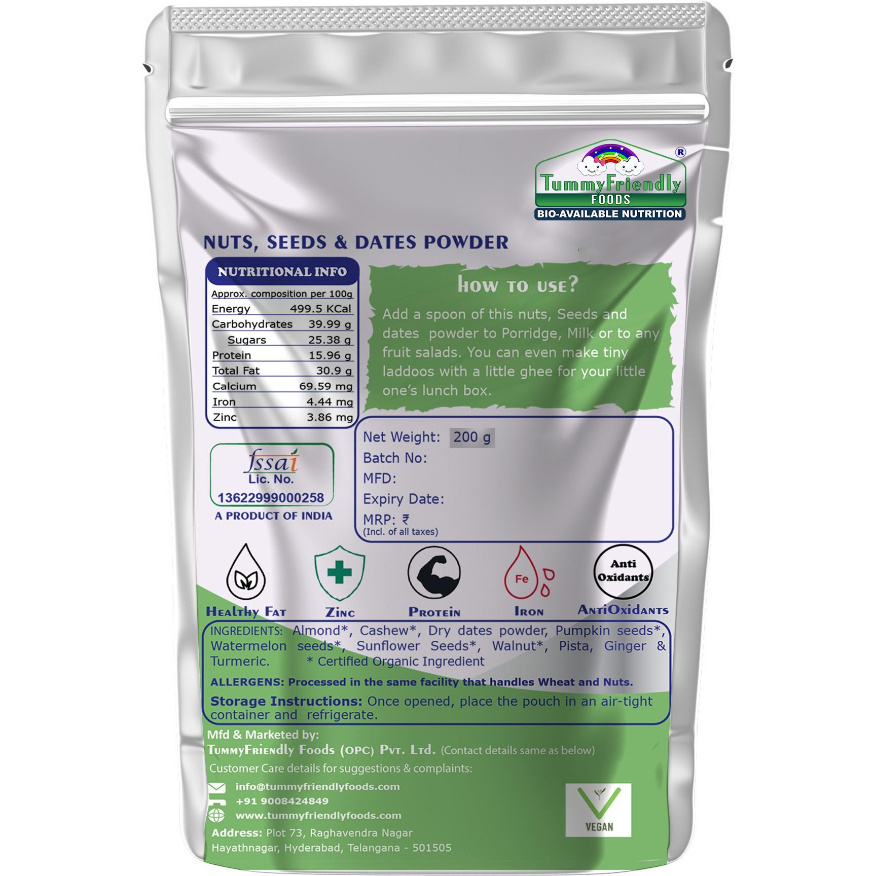 TummyFriendly Foods Premium Nuts, Seeds and Dates Powder | Dry Fruits Powder for Baby - 200g Cereal (200 g, 8+ Months)