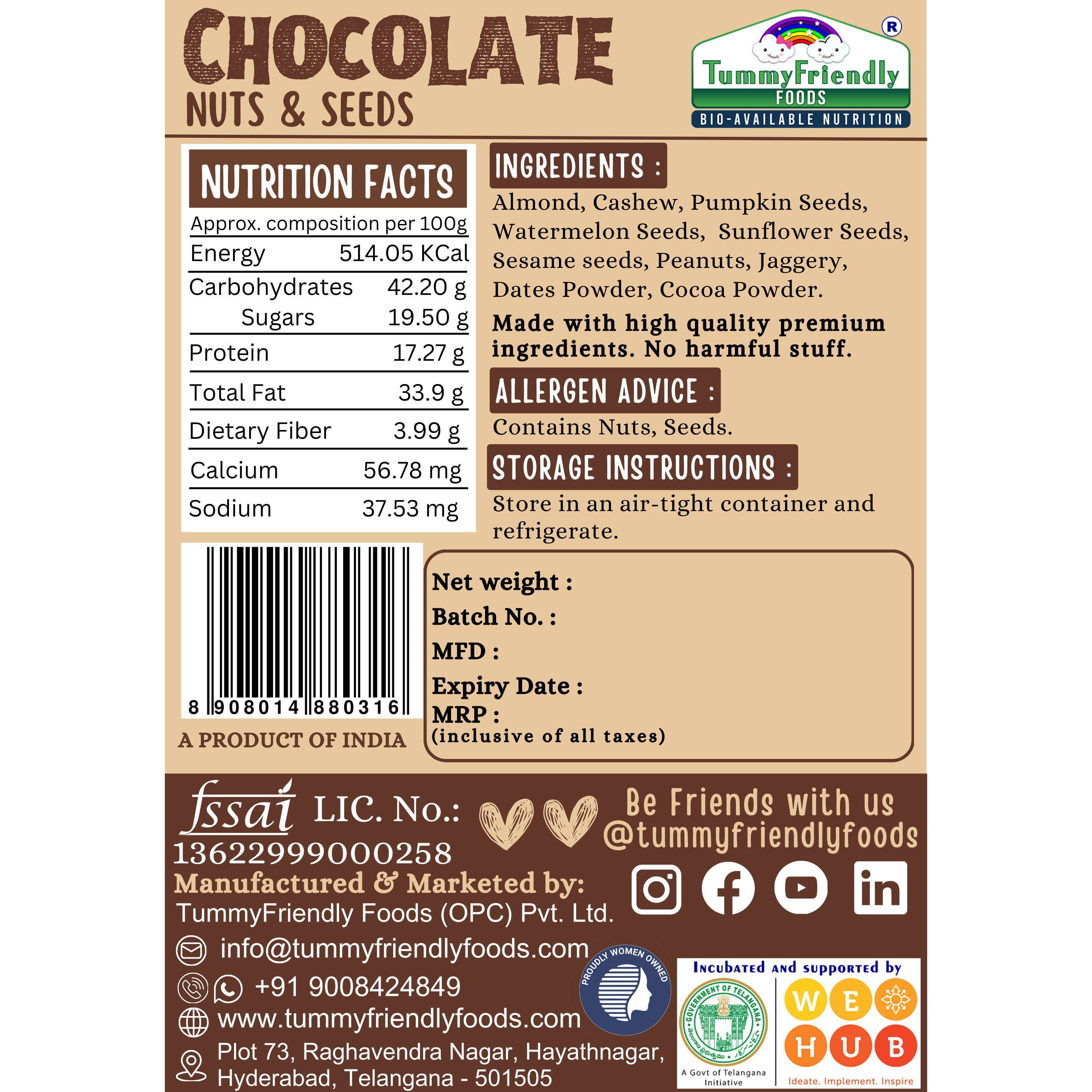 TummyFriendly Foods Chocolate Nuts and Seeds Mix - 200g Single Pack Baby Snacks 200 g