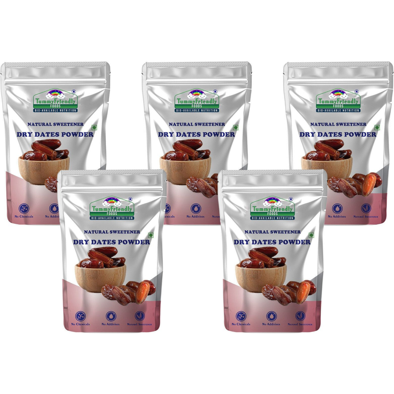 TummyFriendly Foods Dry Dates Powder from Premium Arabian Dates. Kharek Powder Unflavored Powder (500 g, Pack of 5)