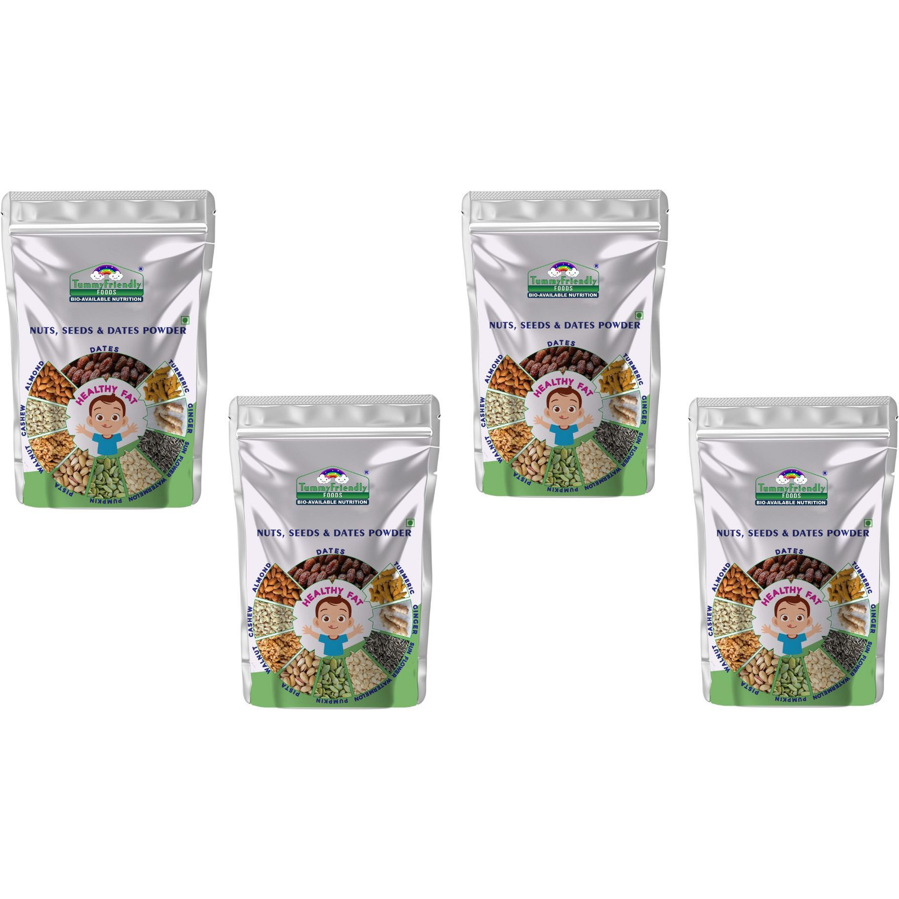 TummyFriendly Foods Premium Nuts, Seeds and Dates Powder | Dry Fruits Powder Baby (100g each pack) Cereal (400 g, Pack of 4, 8+ Months)
