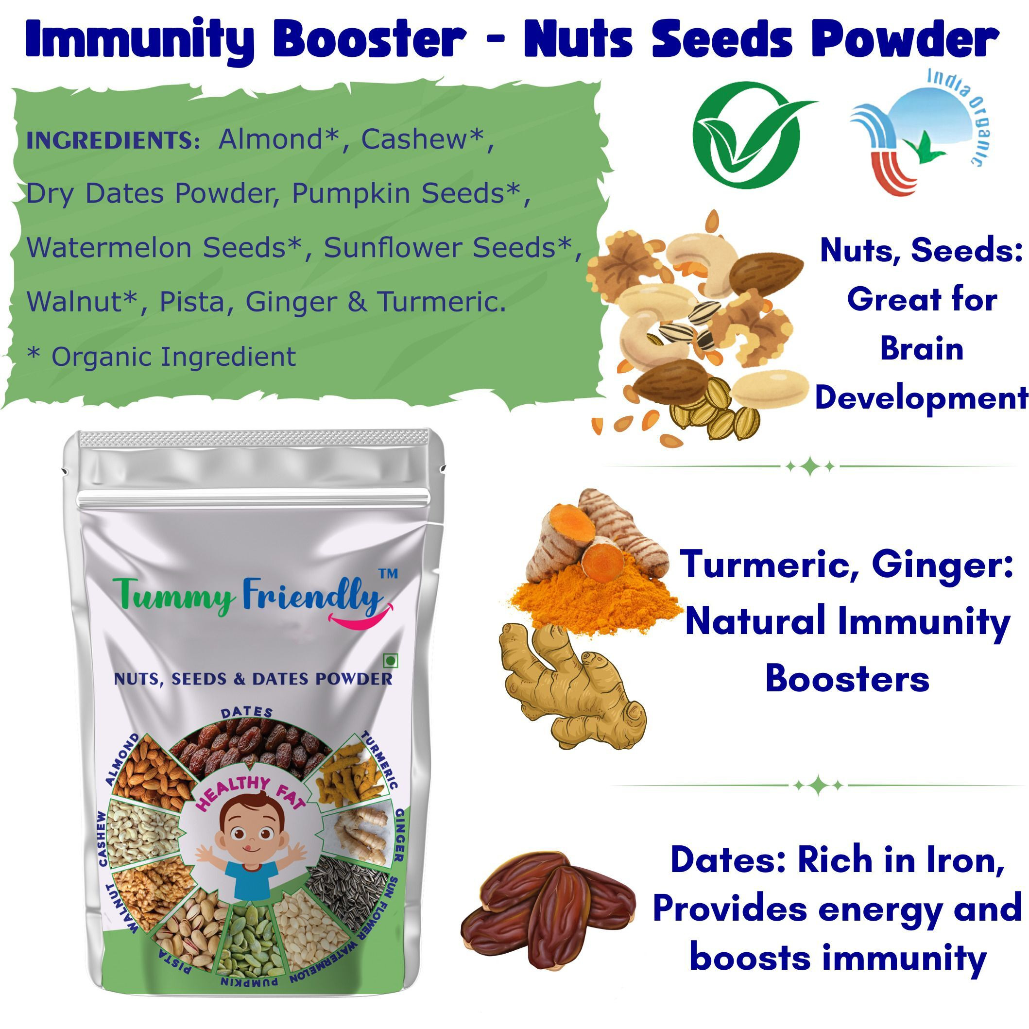 TummyFriendly Foods Premium Nuts, Seeds and Dates Powder | Dry Fruits Powder Baby (100g each pack) Cereal (400 g, Pack of 4, 8+ Months)