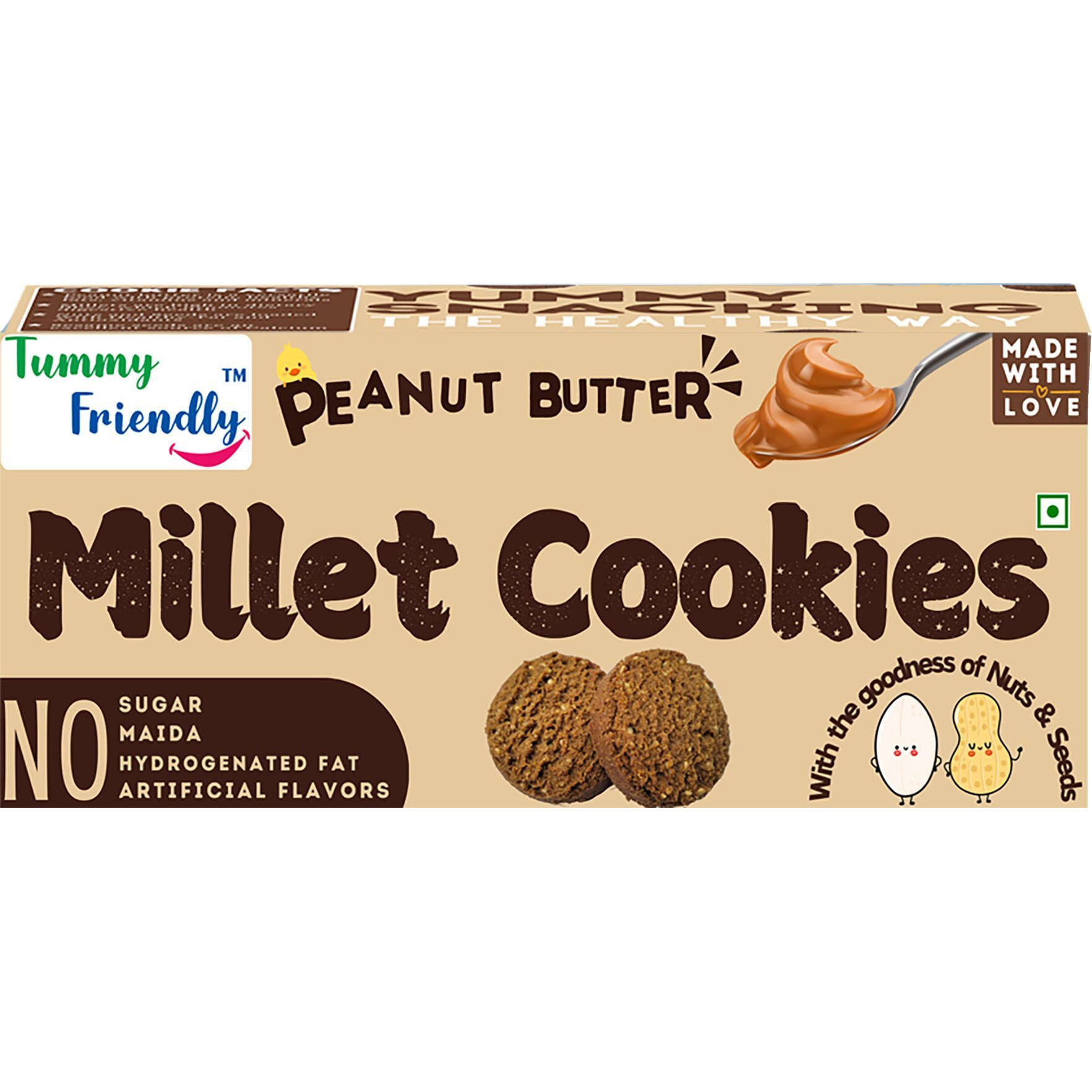 TummyFriendly Foods Ragi Millet Cookies - Peanut Butter. Healthy Biscuits for Kids, Babies & Adults Cookies Biscuit (75 g)