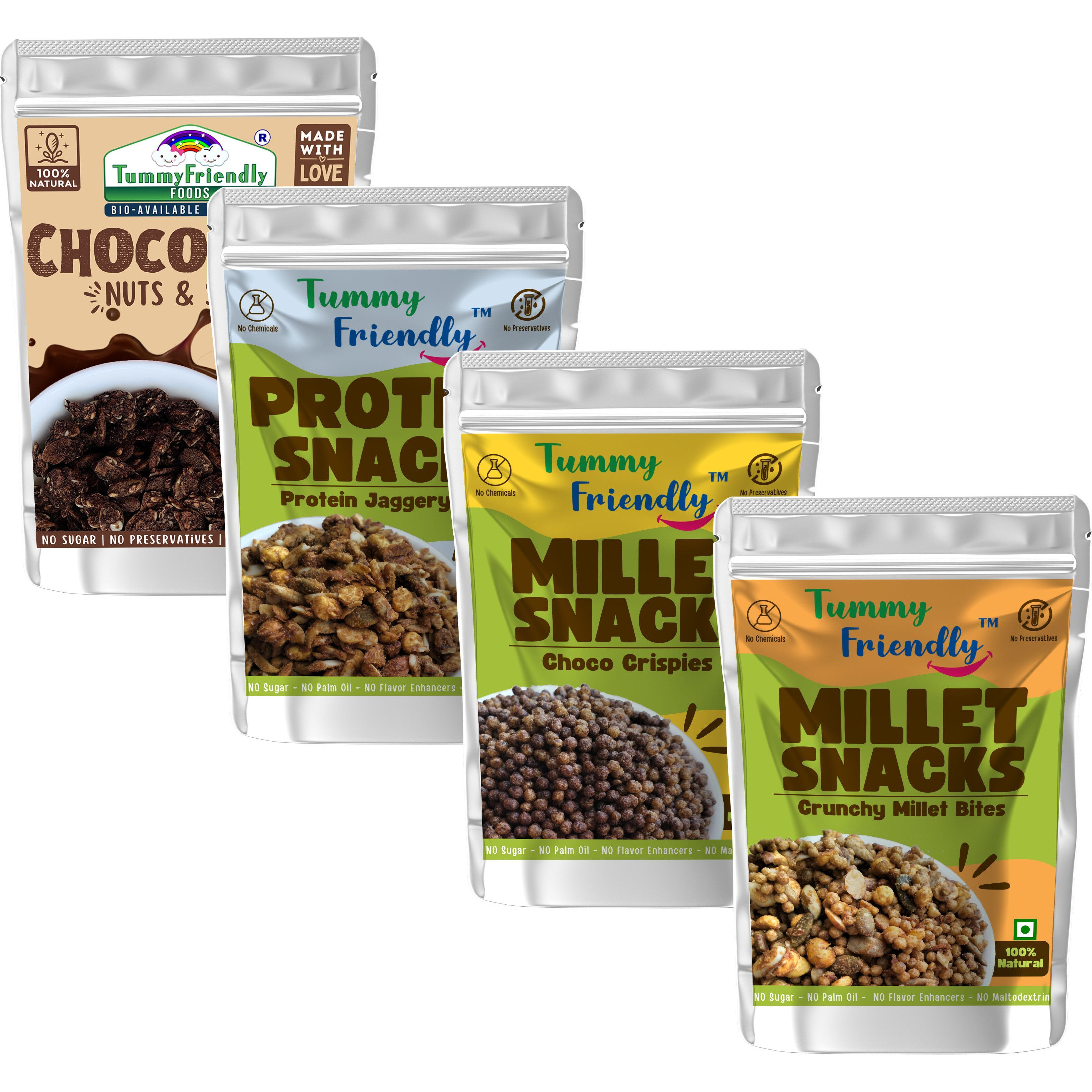 TummyFriendly Foods TummyFriendly Millet Namkeen Mixture. Healthy Roasted Namkeen Snacks-2, 70g Each Puffcorn (4 x 70 g)