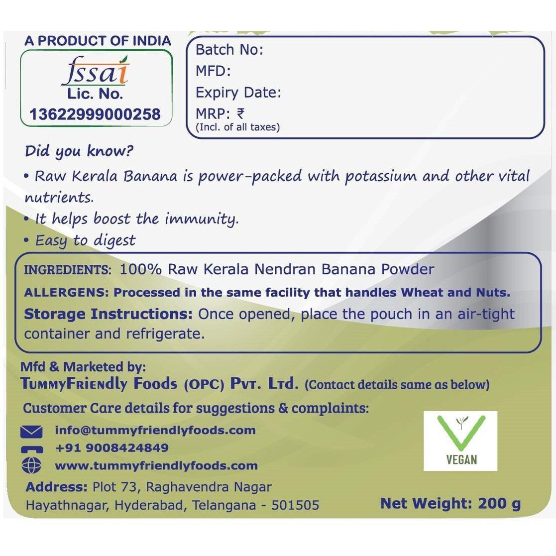 TummyFriendly Foods Natural Raw Kerala Banana Powder | Raw Nendran Banana Powder | (Each pack 100g) Cereal (300 g, Pack of 3, 6+ Months)