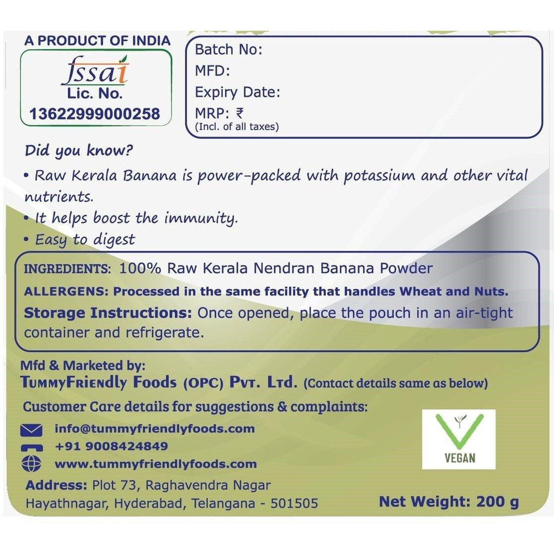 TummyFriendly Foods Natural Raw Kerala Banana Powder | Raw Nendran Banana Powder |(Each pack 100g) Cereal (200 g, Pack of 2, 6+ Months)