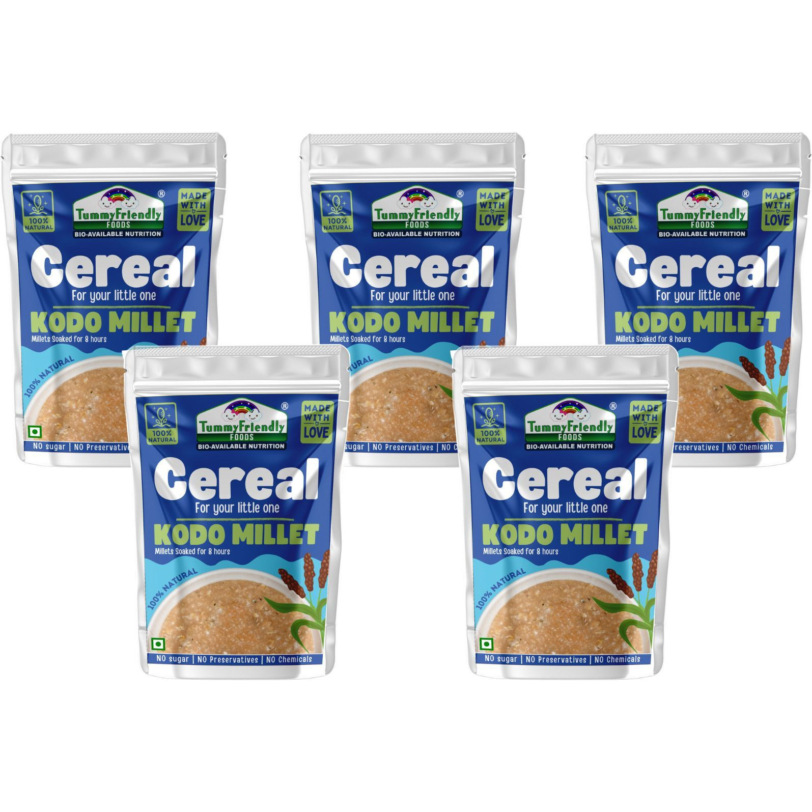 TummyFriendly Foods Tummy Friendly Foods Kodo Millet (Each pack of 100g) Cereal (500 g, Pack of 5, 12+ Months)
