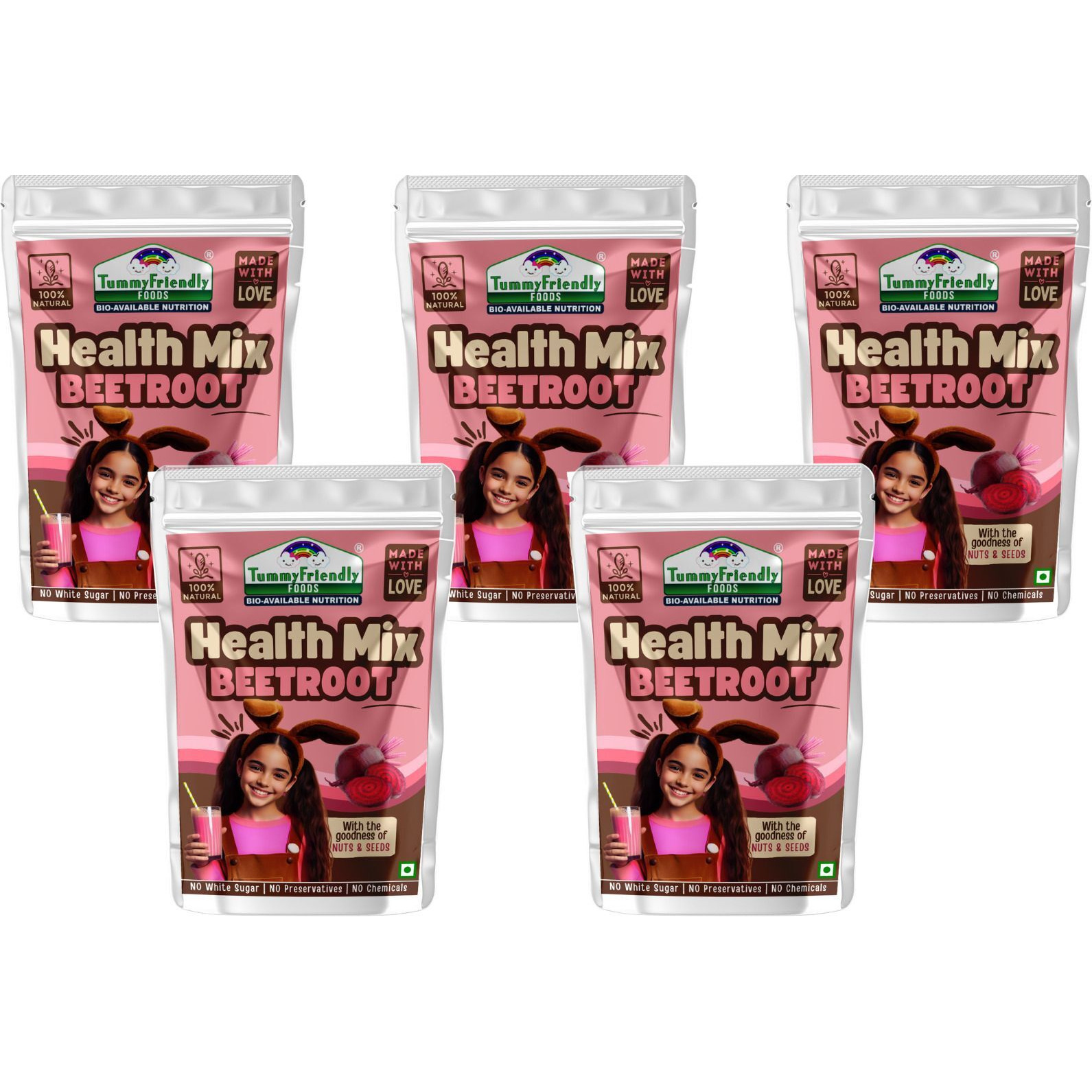 TummyFriendly Foods Tummy Friendly Foods Toddler Cereal Organic Beetroot Health Mix (Each pack 100g) Cereal (500 g, Pack of 5, 12+ Months)