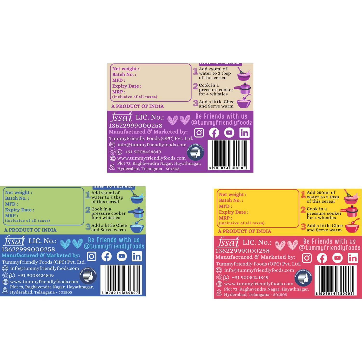 TummyFriendly Foods Tummy Friendly Foods Foxtail, Little & Kodo Millet Cereal 900g, (300g each pack) Cereal (900 g, Pack of 3, 12+ Months)