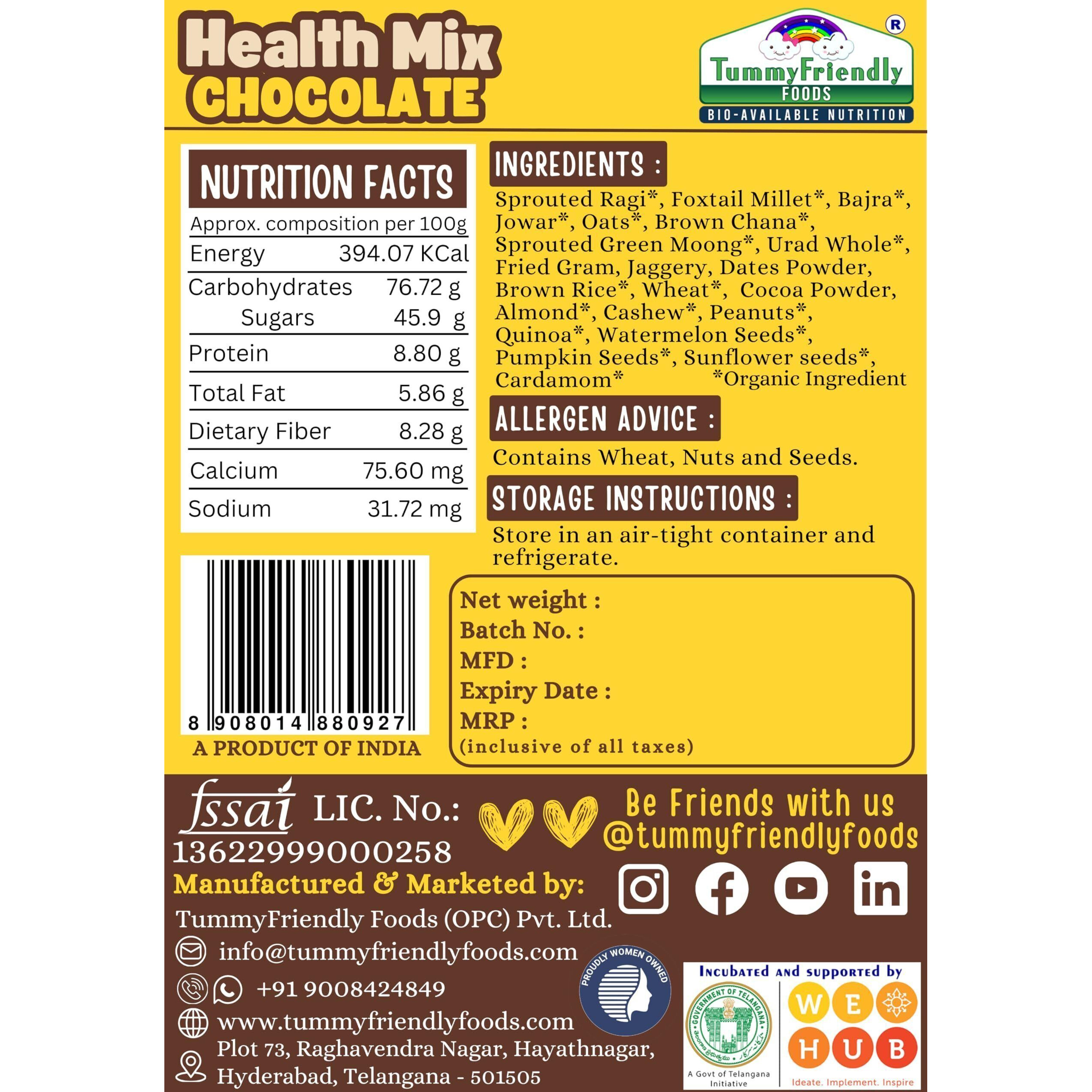 TummyFriendly Foods Tummy FriendlyFoods Toddler Cereal Organic Chocolate Health Mix (Each pack 100g) Cereal (500 g, Pack of 5, 12+ Months)