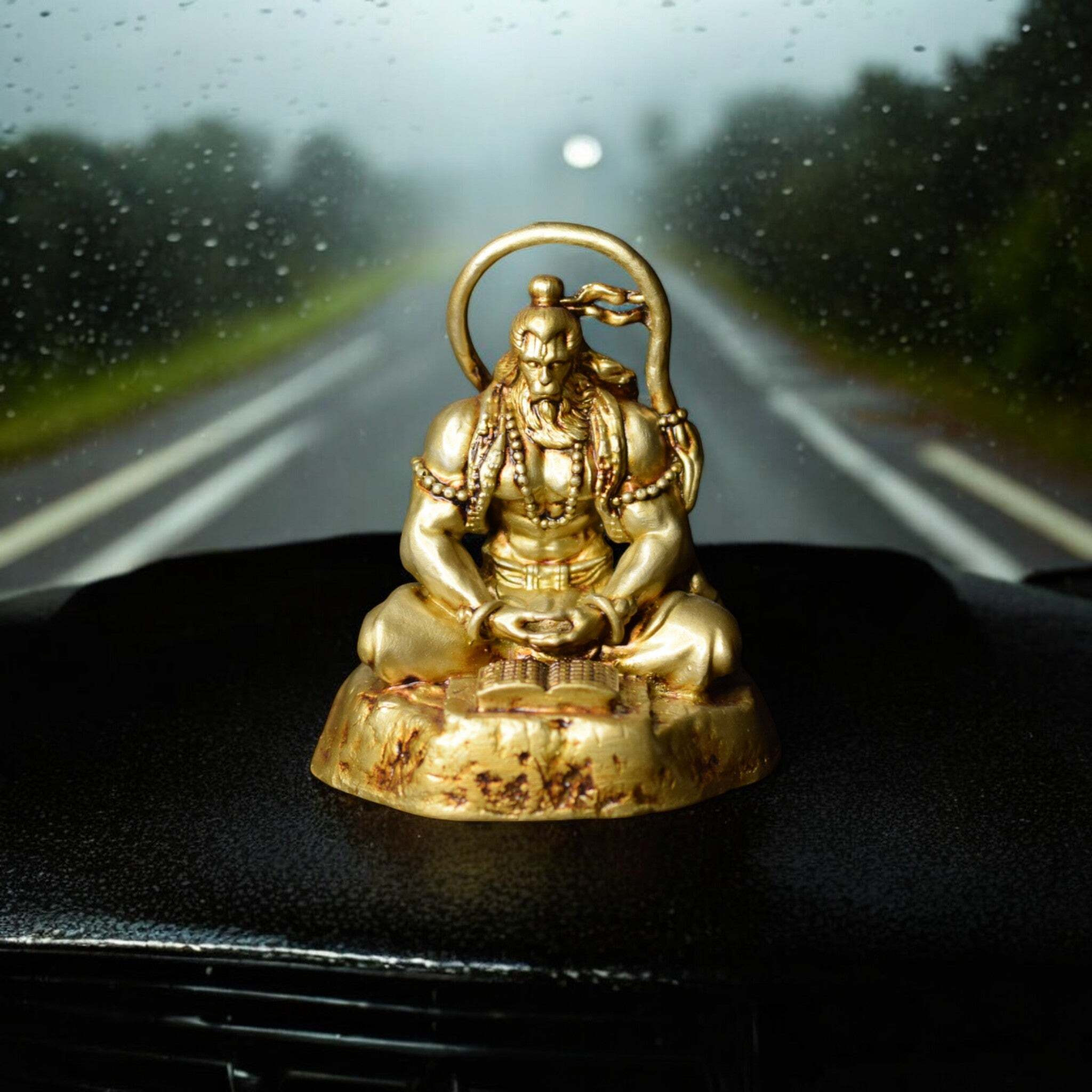 Meditating Hanuman ji Murti for car dashboard - Spiritual Hindu Dcor