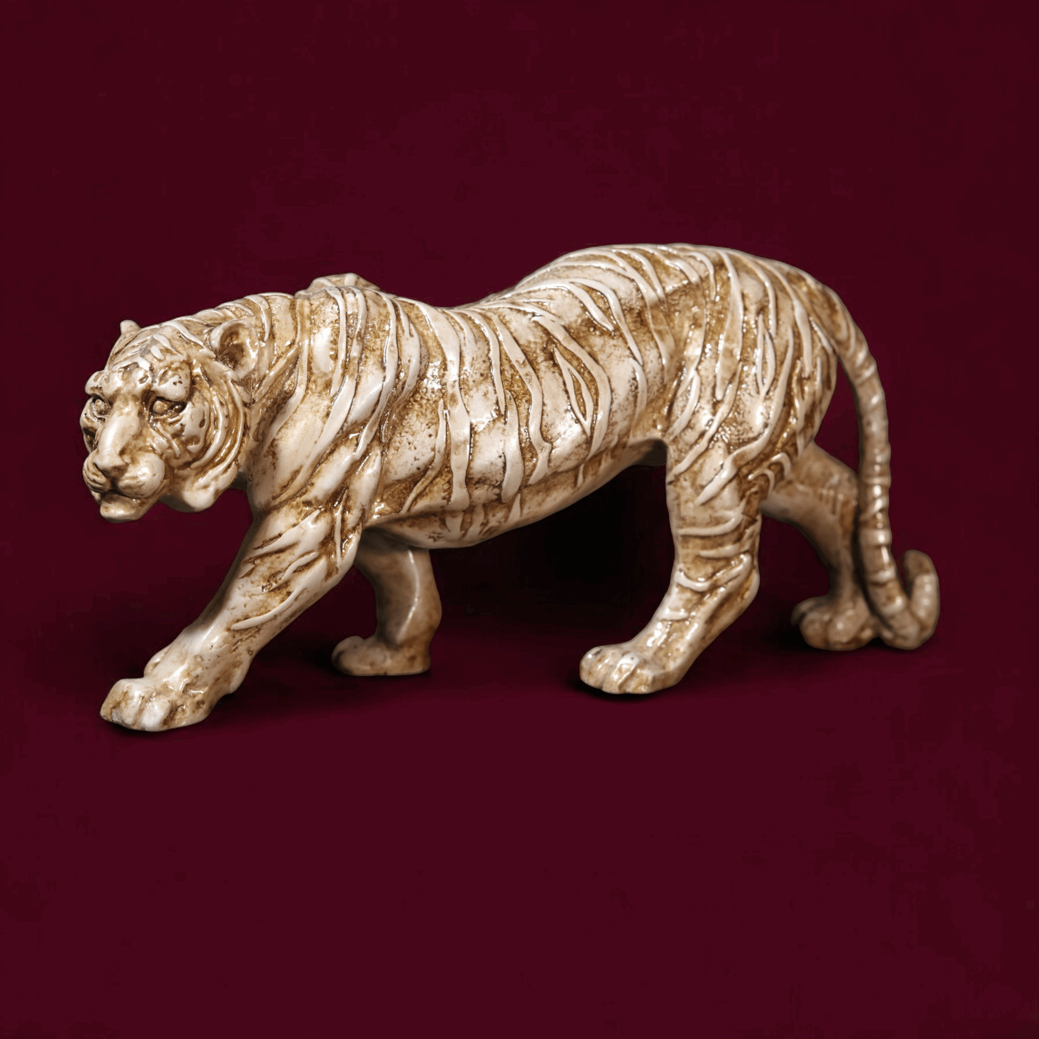 Bengal White Tiger Statue - Majestic Wildlife Home Dcor
