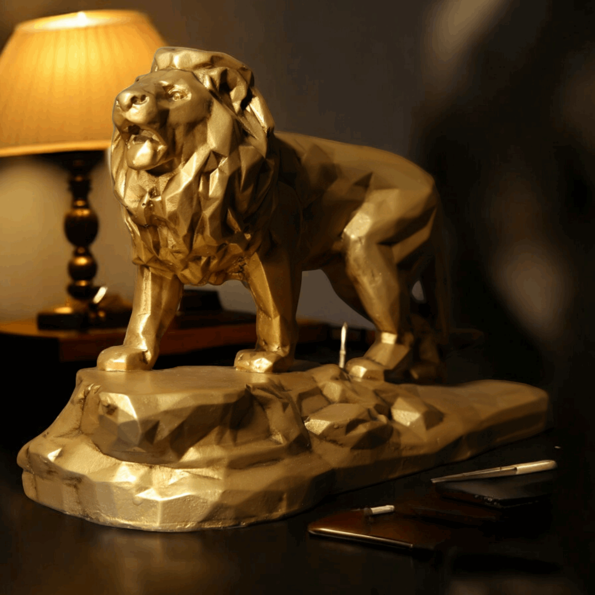 Lion On Rock - Majestic Wildlife Home Dcor
