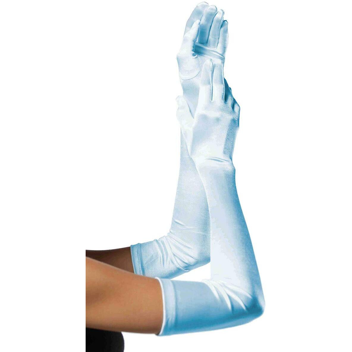 Leg Avenue Women's Extra Long Satin Gloves, Light Blue, One Size