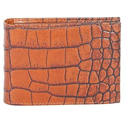 Scully Wallets Mens Dark Brn Croco Leather Removable ID Slim Billfold