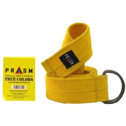 Prasm Mens Womens D-ring Canvas Solid Color Web Belt (Yellow, A 45" Length)